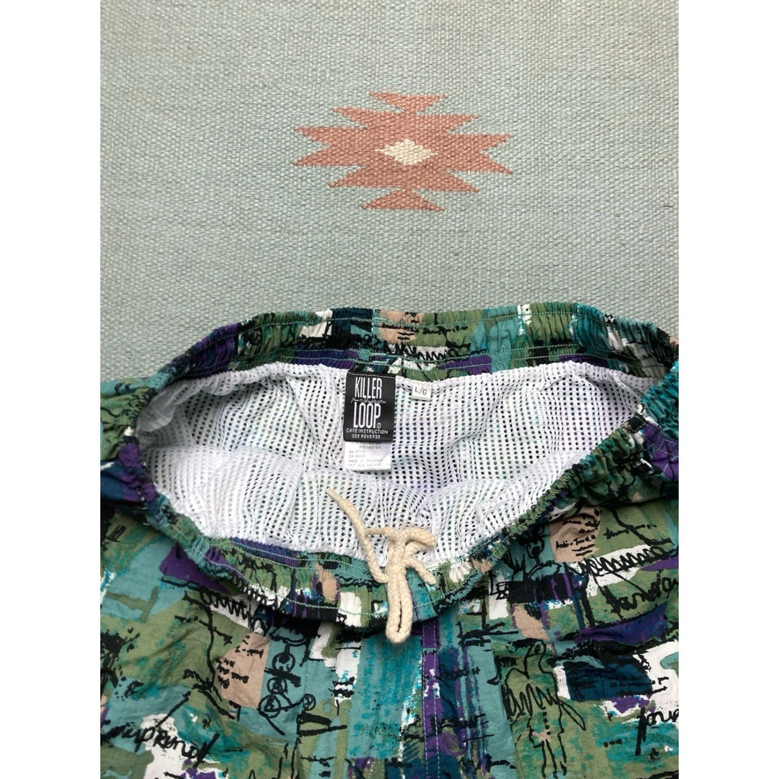Vintage VINTAGE Killer Loop Abstract Art All Over Print Swim Shorts Trunks Men’s Large Size US 33 - 3 Thumbnail