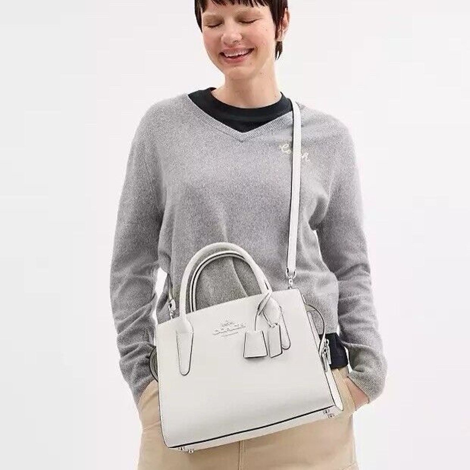 Coach NWT COACH Large Andrea Carryall Bag Chalk CP086 Size ONE SIZE - 6 Thumbnail
