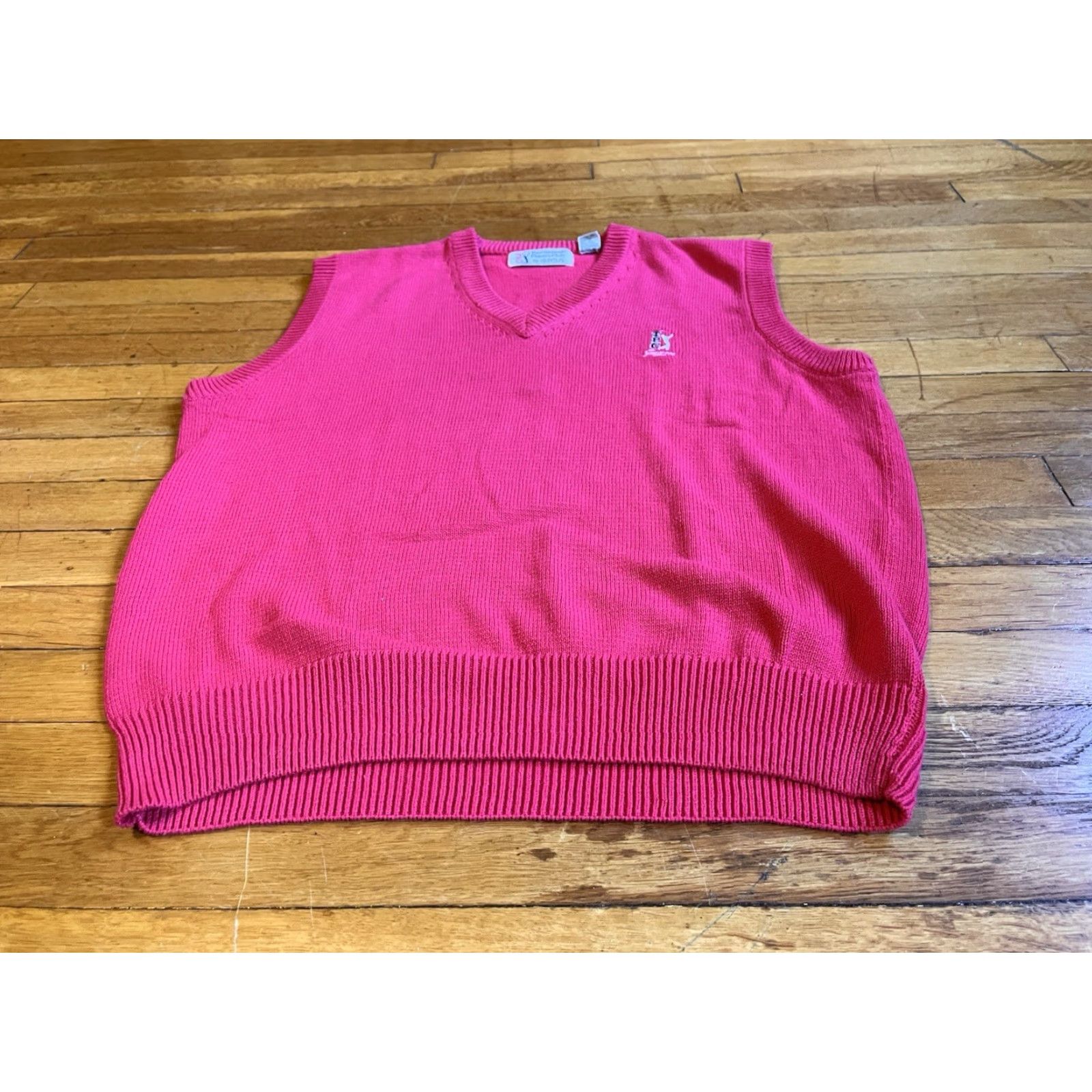 Pinko VINTAGE Aureus TPC Sawgrass Sweater Vest Shirt Men XL Pink 90s Golf Retro Embroidered Logo Size US XL / EU 56 / 4 - 2 Thumbnail