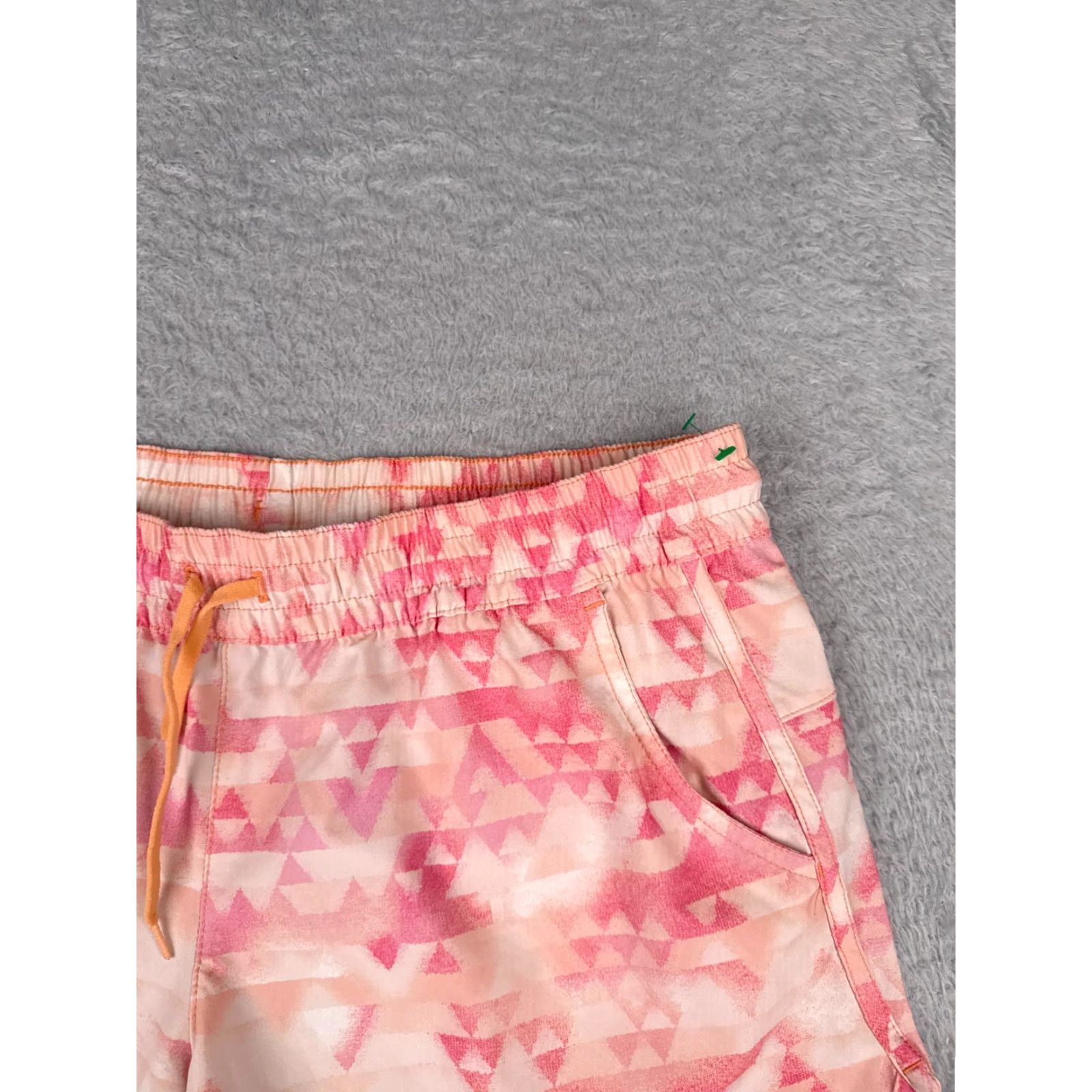 Pinko Columbia Shorts Women Large Pink Orange Triangle Pattern Sweat Run Gym Polyester Size 36" / US 14 / IT 50 - 5 Thumbnail