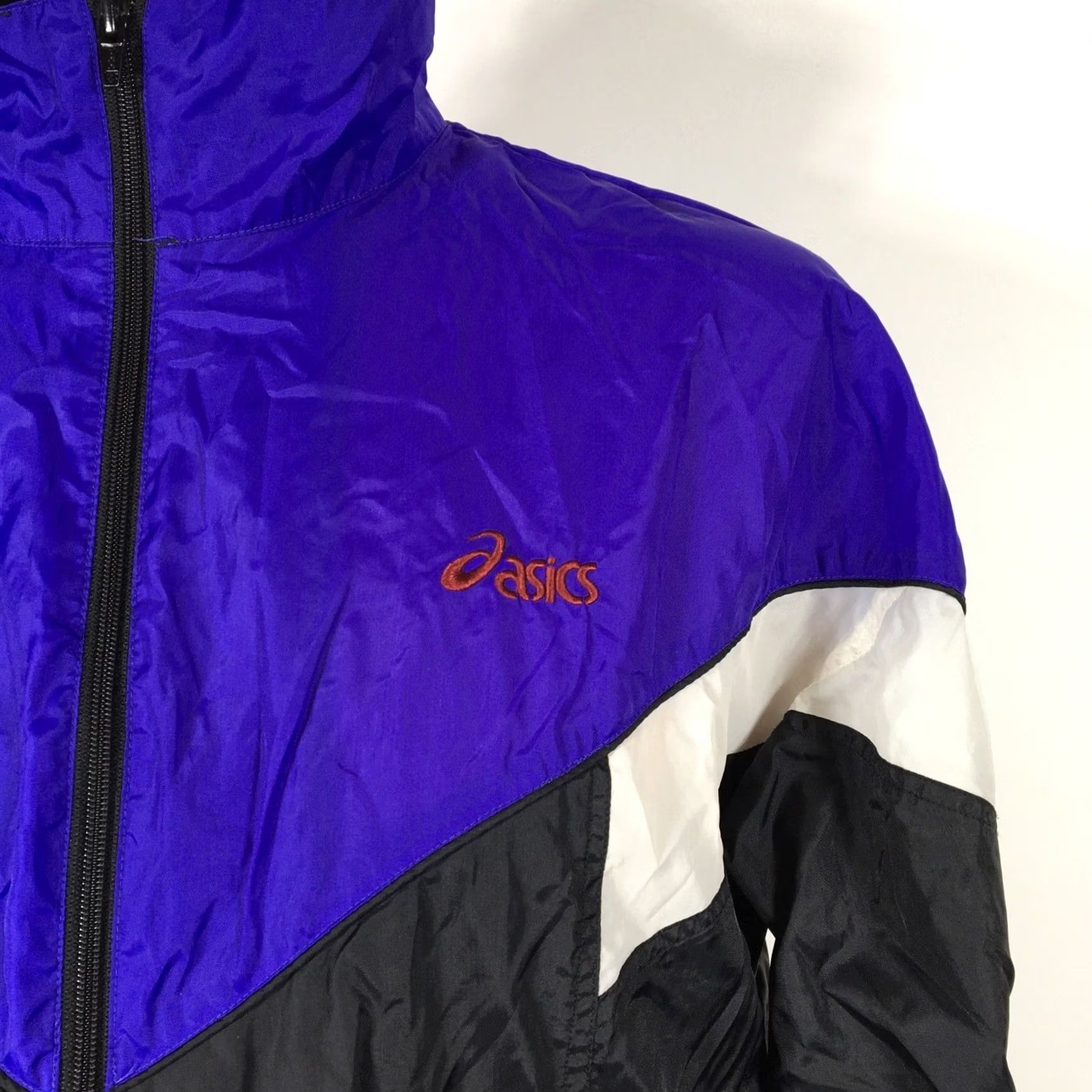 Asics ASICS Windbreaker Jacket Mens M Purple 80s 90s Vintage Lightweight Detachable Hood Nylon Rain Winter Trackstyle Size US M / EU 48-50 / 2 - 2 Thumbnail