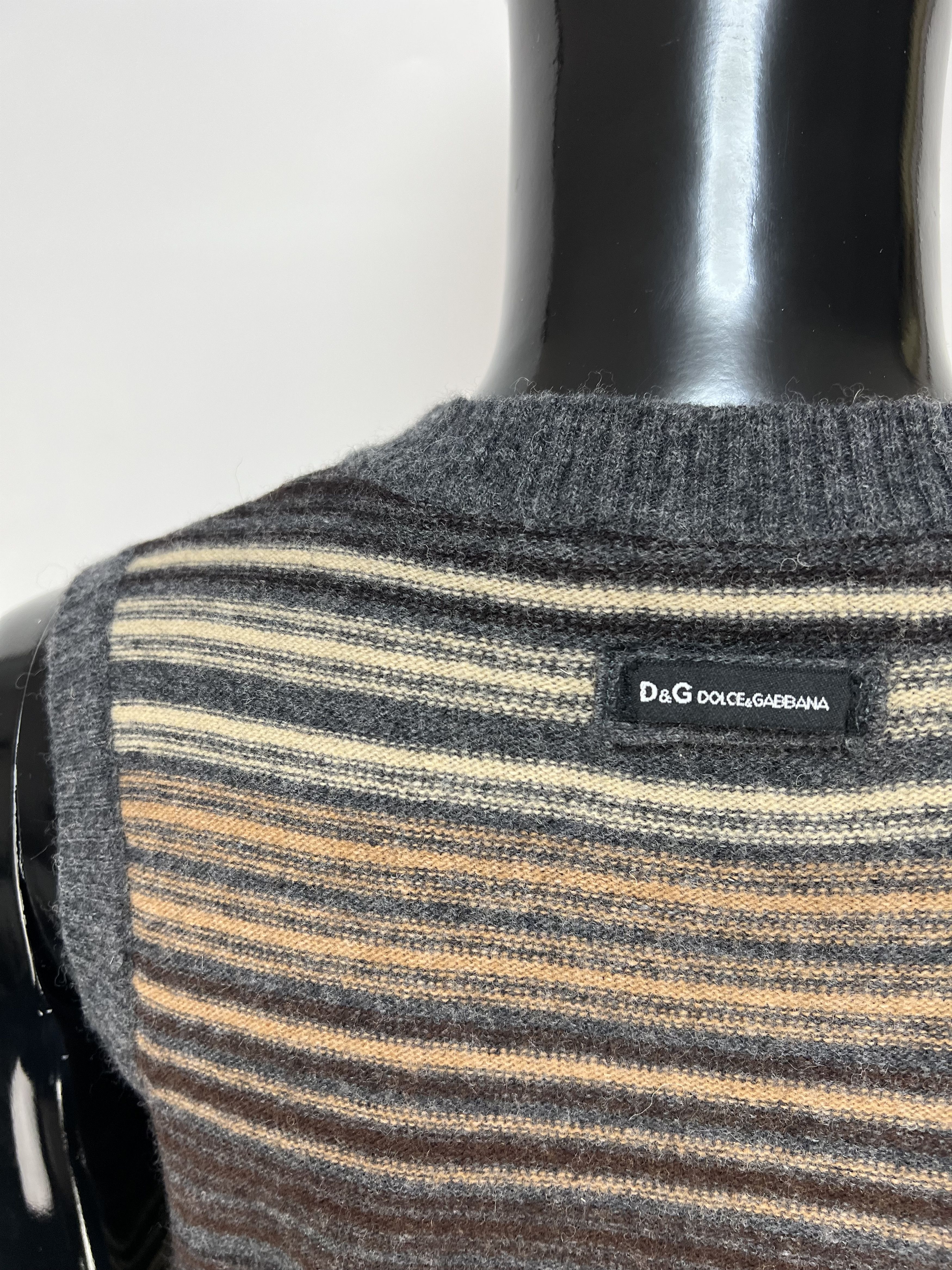 Dolce & Gabbana Dolce Gabbana Multicolor Striped Wool V-Neck Vest Size S / US 4 / IT 40 - 9 Thumbnail