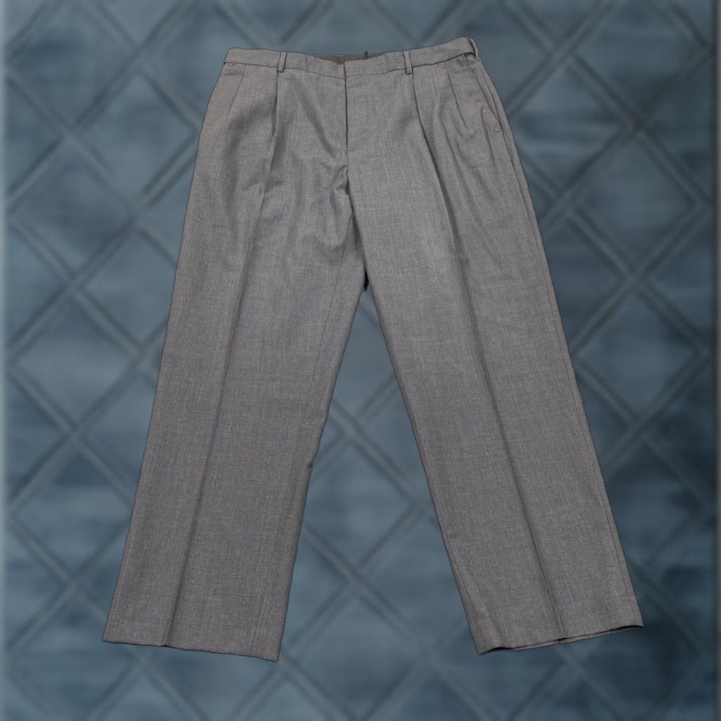 Lands' End Lands' End Dress Pants Mens 37 Gray 100% Wool Traditional Fit Double Pleated Dress Pants Men's Gray Solid Wool Pants Business Formal Slacks Mens Size US 37 - 1 Thumbnail