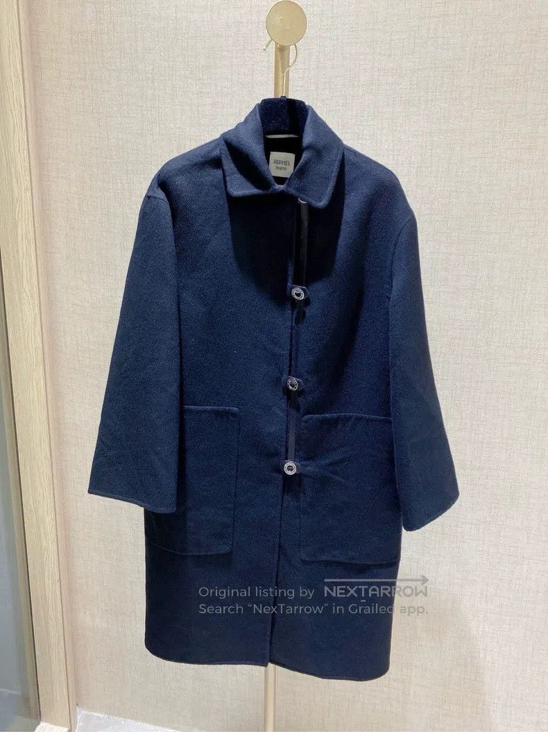 Hermes Hermes Black long cashmere coat Size XXS / US 00 / IT 34 - 1 Thumbnail