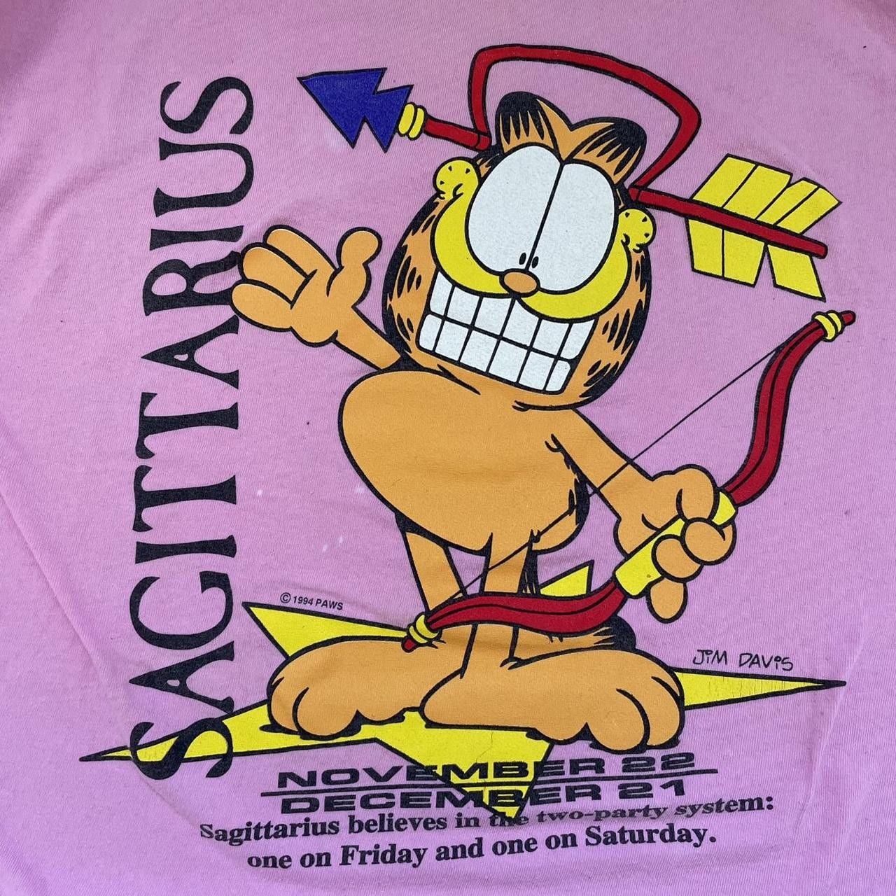 Vintage Vintage Y2K 90's Garfield Sagittarius Zodiac Graphic Tee Size US XL / EU 56 / 4 - 2 Thumbnail