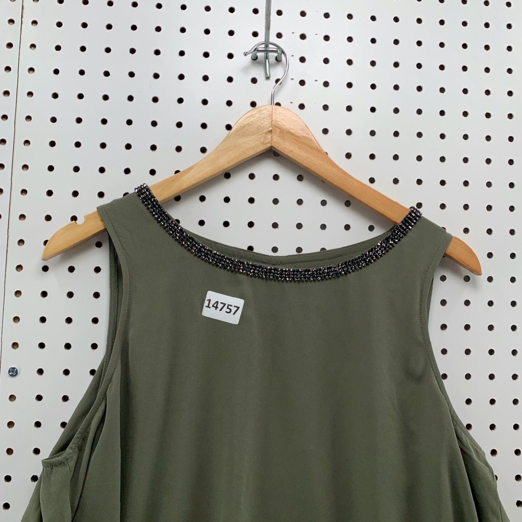 Juicy Couture Juicy Couture Womens Top Sleeveless Large Olive Green Layered Ruffle Embellished Size L / US 10 / IT 46 - 4 Thumbnail