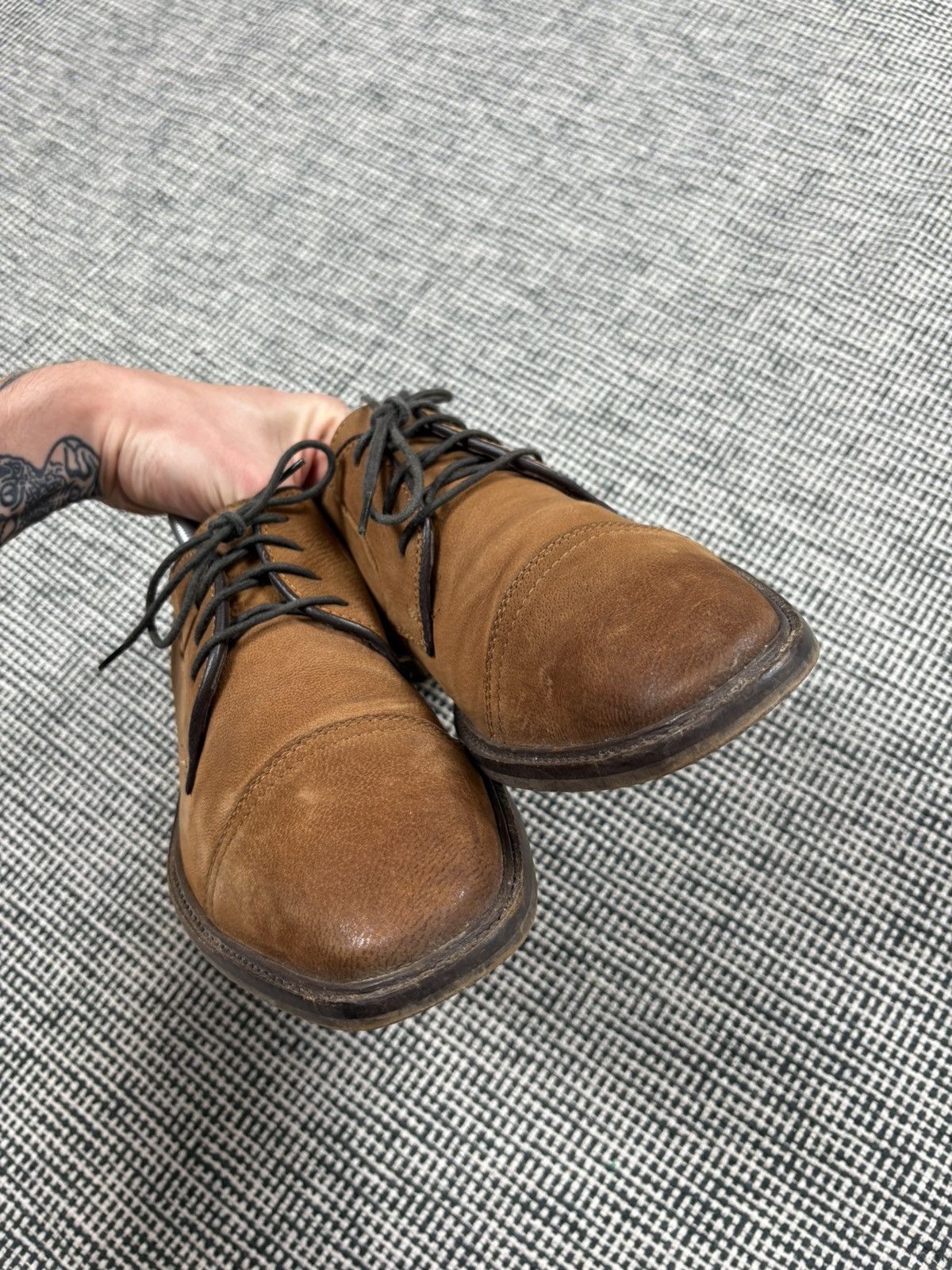 Designer Vintage grain leather top quality toe cap leather boots Size US 8 / EU 41 - 9 Thumbnail