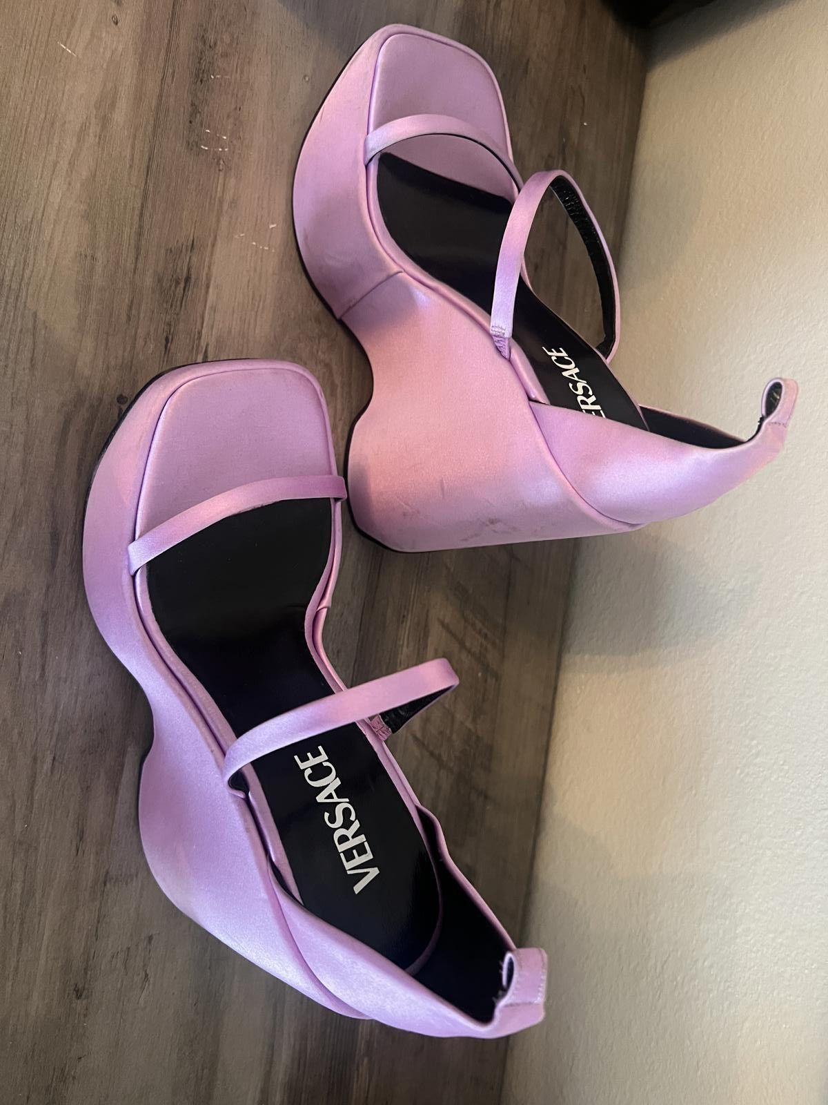 Versace Versace Lilac Purple Satin Platform Sandals 170mm Size 37.5 Size US 7 / IT 37 - 2 Thumbnail