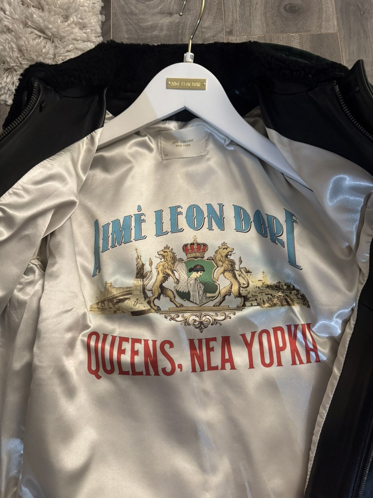 Aime Leon Dore Aime Leon Dore Black N1 Leather Shearling Deck Jacket Size US XS / EU 42 / 0 - 5 Thumbnail