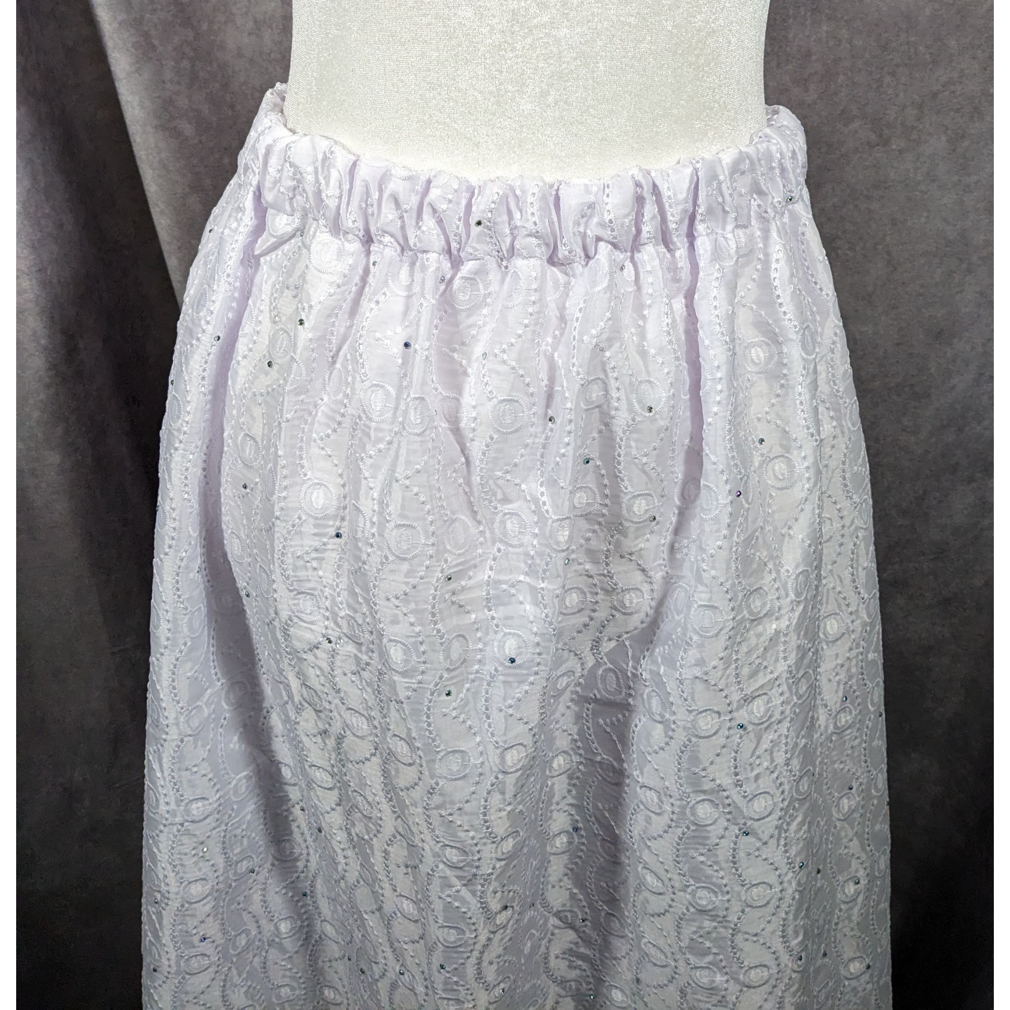 Handmade Handmade Floral Embroidered White With Purple Tint Maxi Skir Size 34" / US 12 / IT 48 - 9 Thumbnail