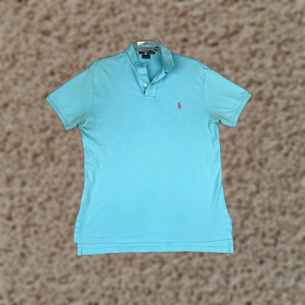 Ralph Lauren VINTAGE Polo Ralph Lauren Shirt Men Medium Blue 100% Cotton Custom Fit READ Size US M / EU 48-50 / 2 - 1 Thumbnail