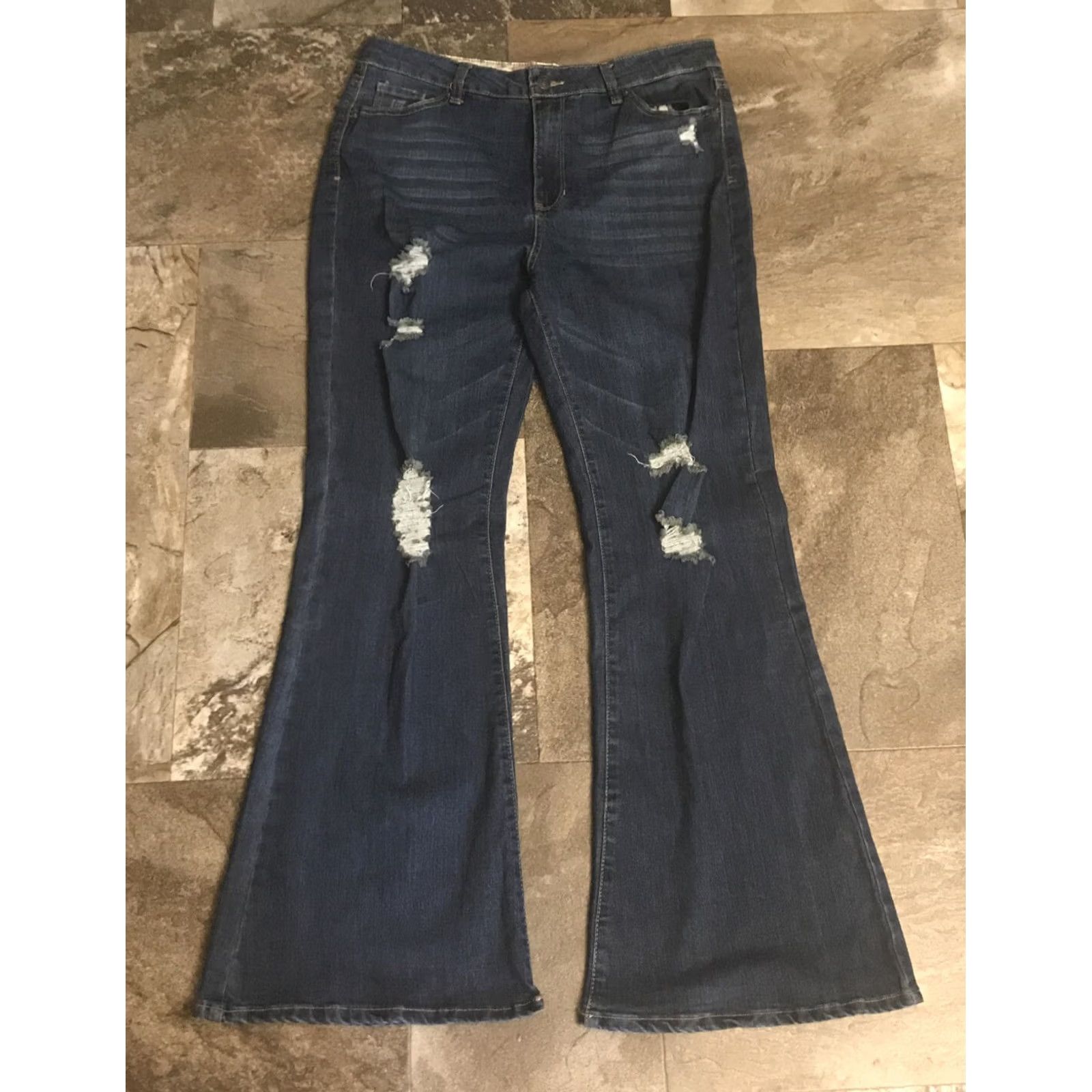 Vintage Madden NYC Jeans Flared 90s Stretch High Rise Blue Regular Women 17 35in Waist 31in Inseam NWT Vintage No Size 38" / US 16 / IT 52 - 3 Thumbnail
