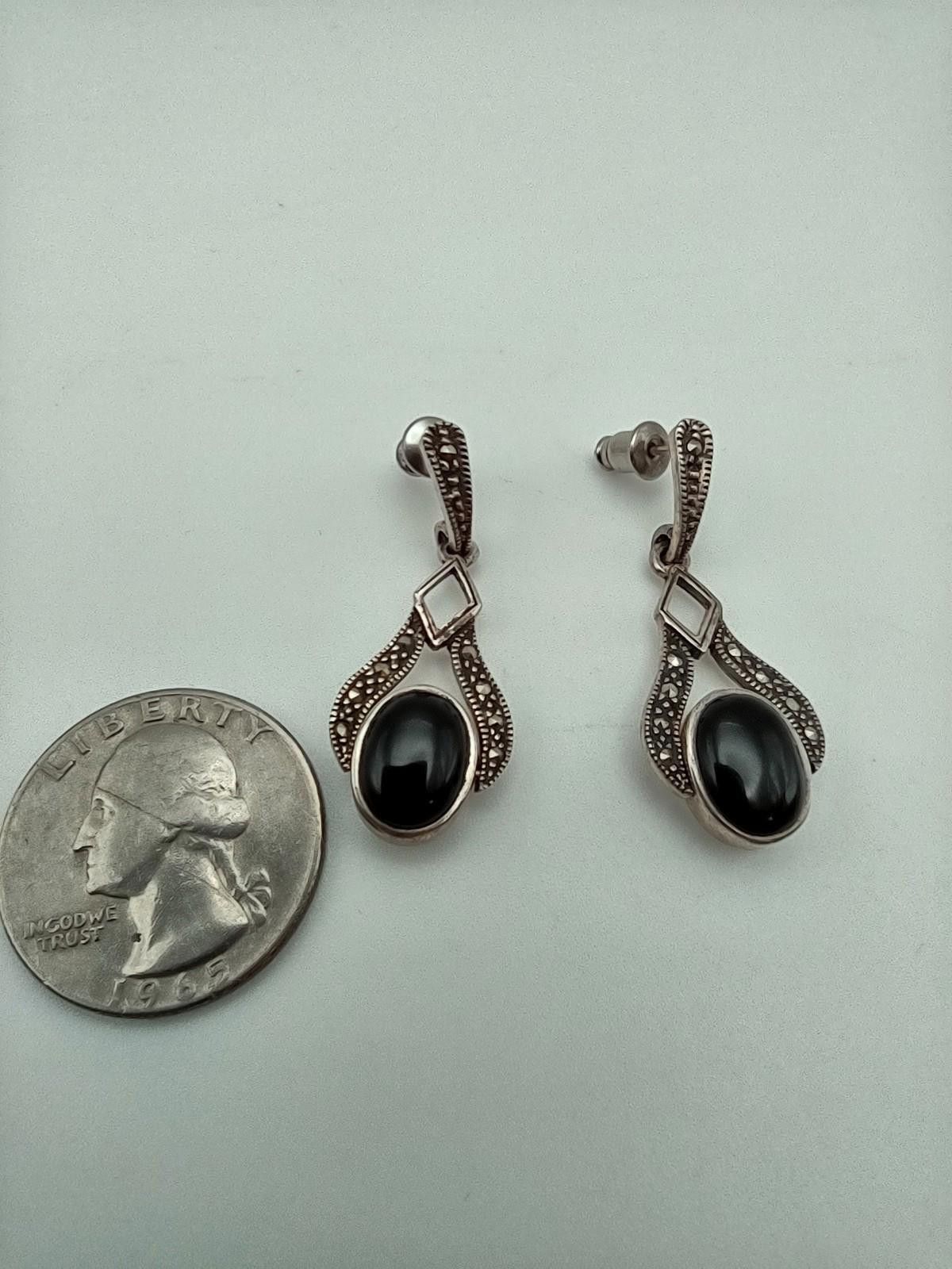 The Unbranded Brand Art Deco Sterling Black Onyx & Mother of Pearl Dangles Size ONE SIZE - 5 Thumbnail