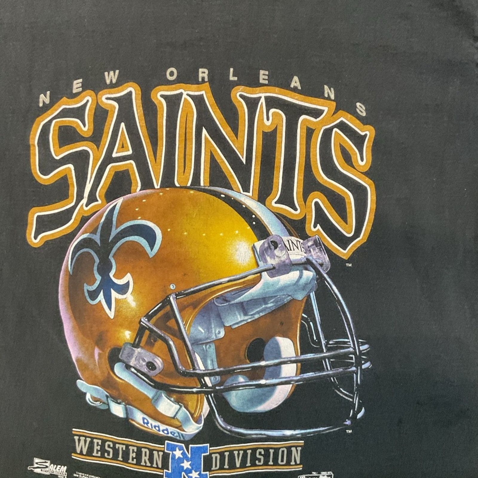 Salem Sportswear New Orleans Saints 90s Black Vintage T-Shirt Size US L / EU 52-54 / 3 - 5 Thumbnail