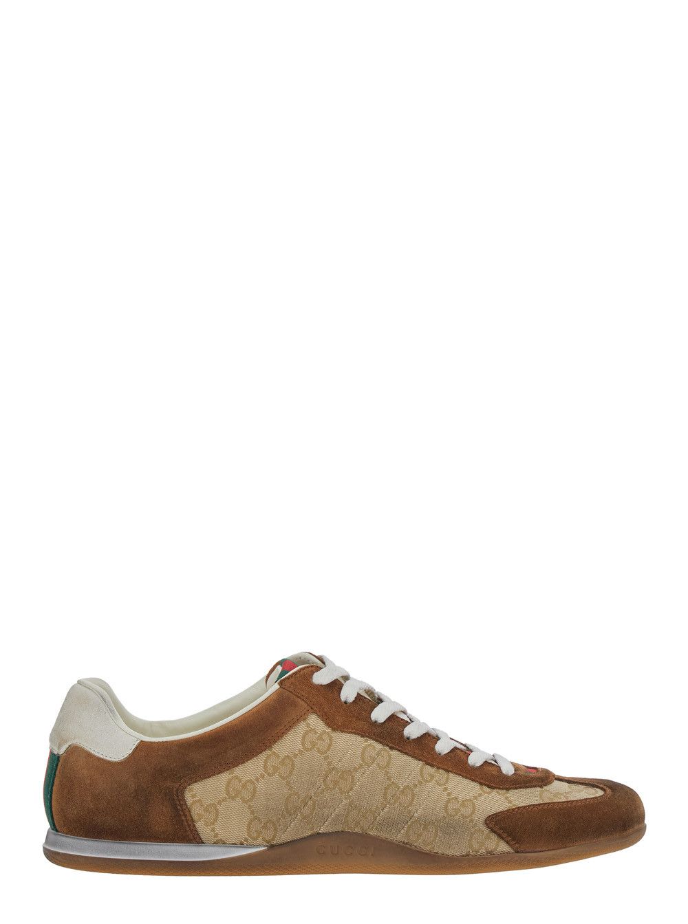 Gucci Beige Low Top Sneakers with Web Detail on Tongue and Heel in GG Fabric and Suede for Men Size US 7 / EU 40 - 1 Thumbnail
