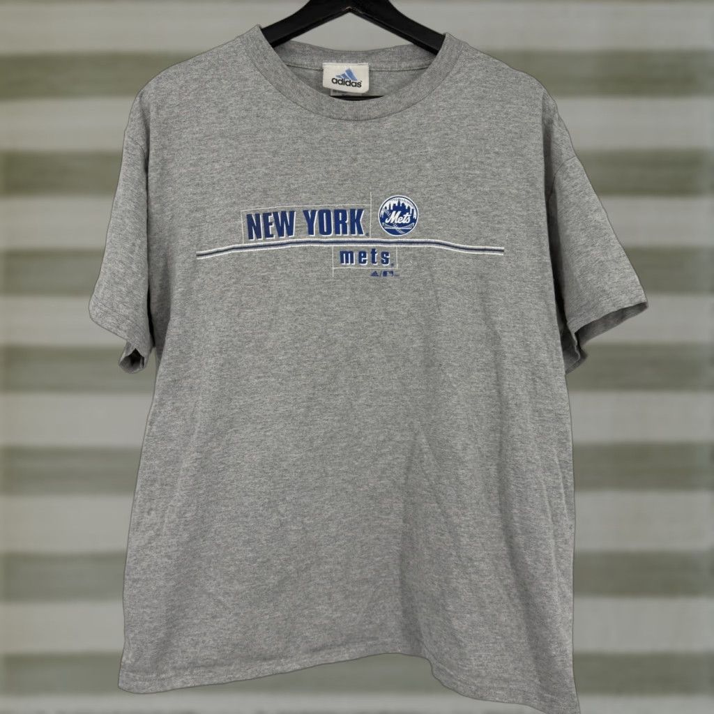 Adidas VTG Adidas New York Mets Graphic Shirt L Gray Short Sleeve MLB Baseball Y2K Mens Shirts Graphic Tee Sports 90s Queens Fans Size US L / EU 52-54 / 3 - 1 Thumbnail