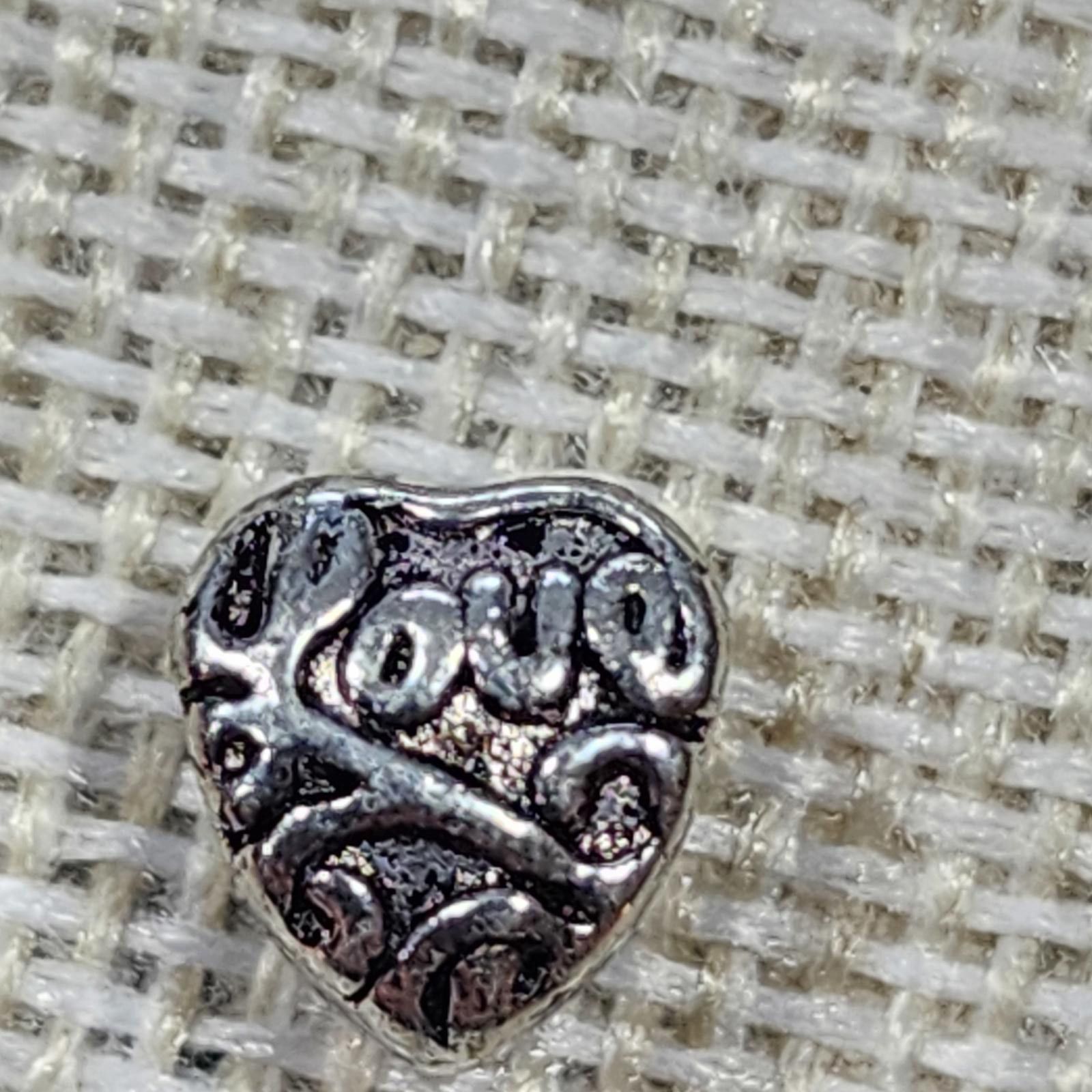 Other Heart-Shaped 'Love' Silver Charm Bead Size ONE SIZE - 2 Thumbnail