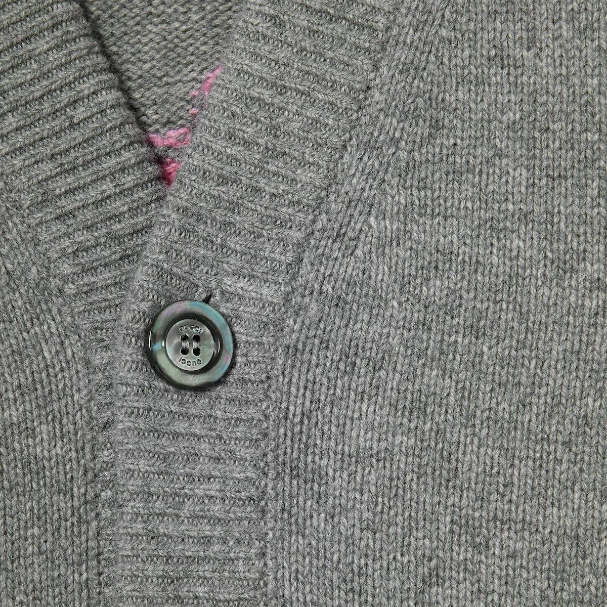 Gucci o1s1wg110925 Wool Cashmere Cardigan With Intarsia in Grey Size US XS / EU 42 / 0 - 6 Thumbnail