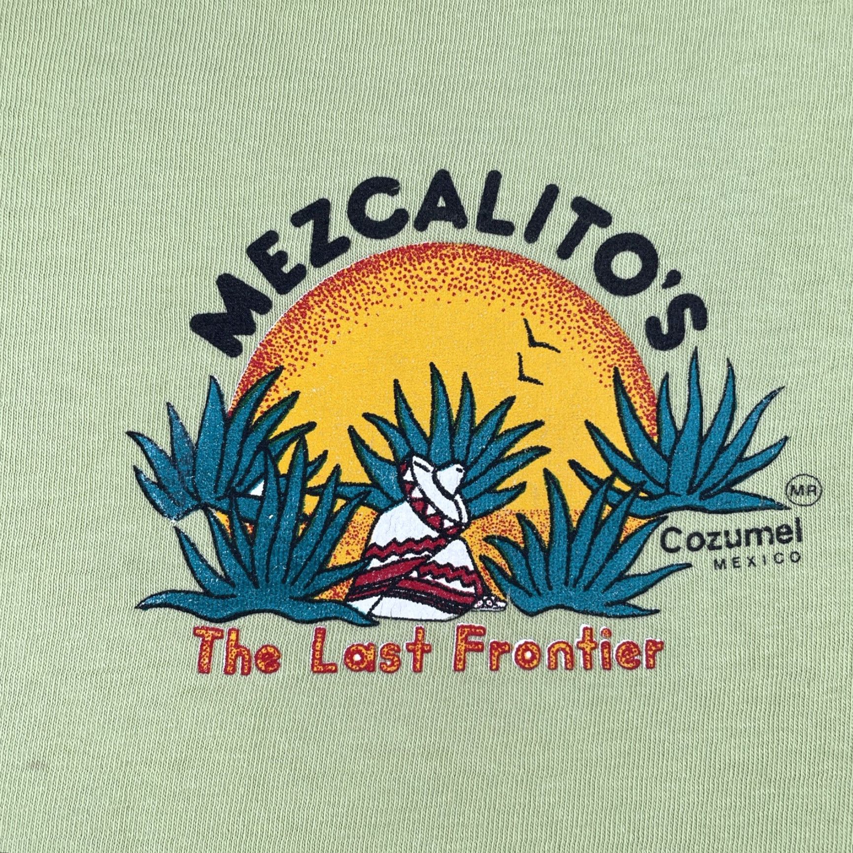 Vintage Vtg M&O Knits XXL Mezcalito’s The Last Frontier Cozumel Mexico Shirt Lime Green Men T-Shirt Crew Neck Cotton Knit Short Sleeve Size US XXL / EU 58 / 5 - 5 Thumbnail