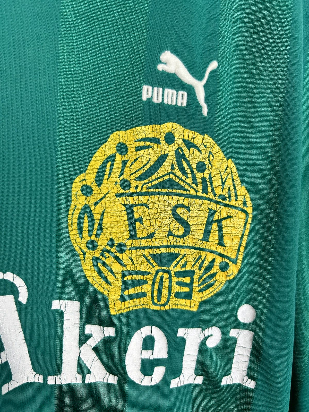 Puma 80s Vintage Enkopings SK #16 Match Worn Home Jersey Green XL Size US XL / EU 56 / 4 - 3 Thumbnail