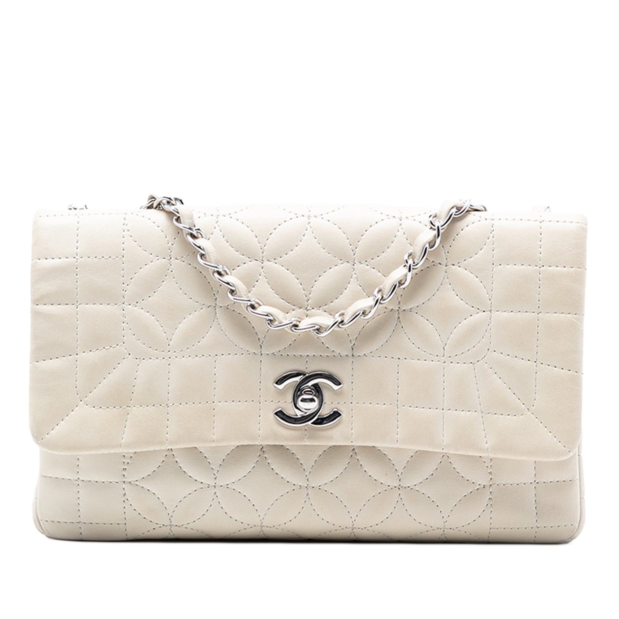 Chanel Quilted Lambskin Lady Graphic Flap in White, Women's