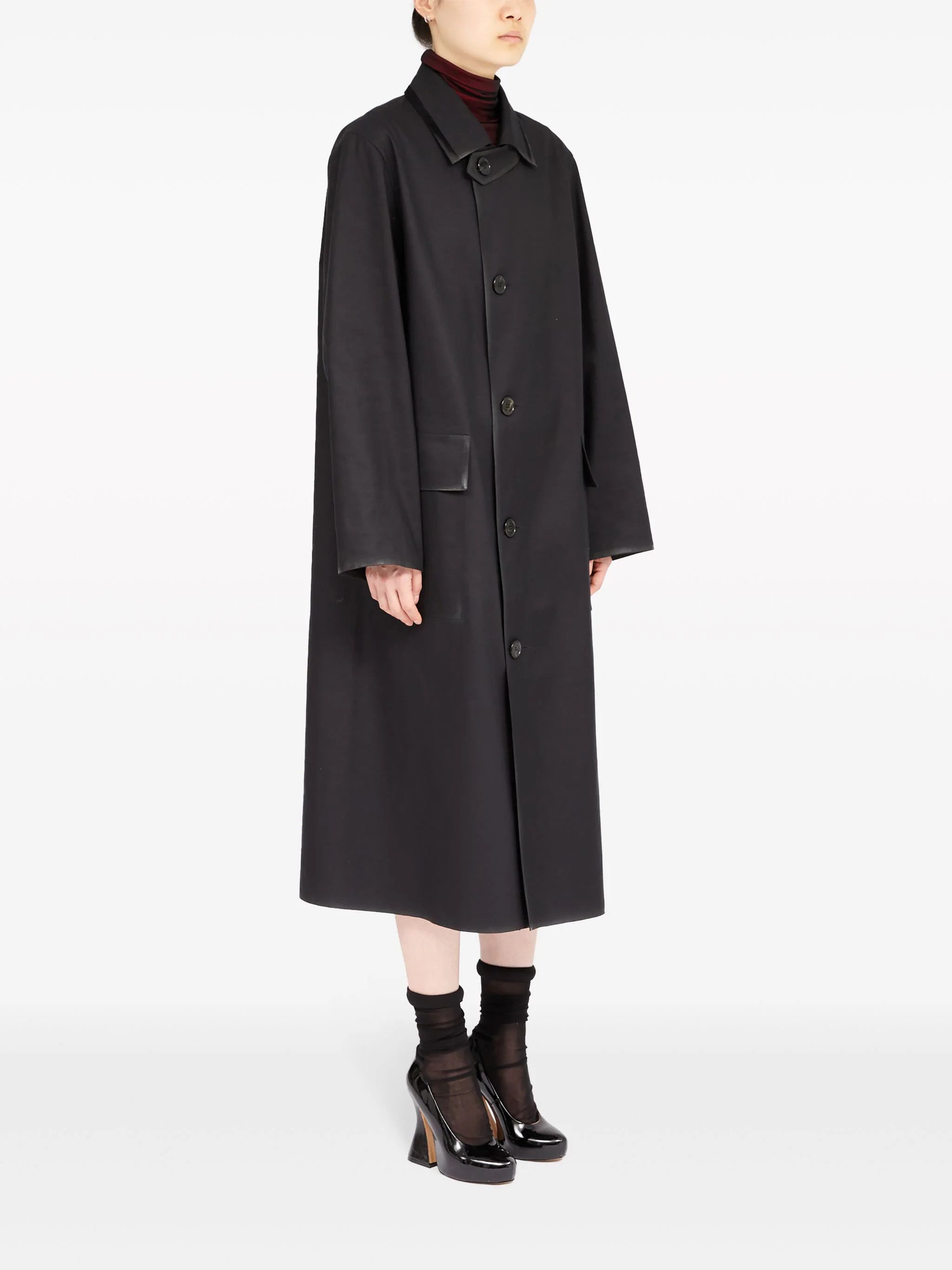 Maison Margiela o1s22i1n0724 Oversized Cotton Coat in Black Size S / US 4 / IT 40 - 3 Thumbnail