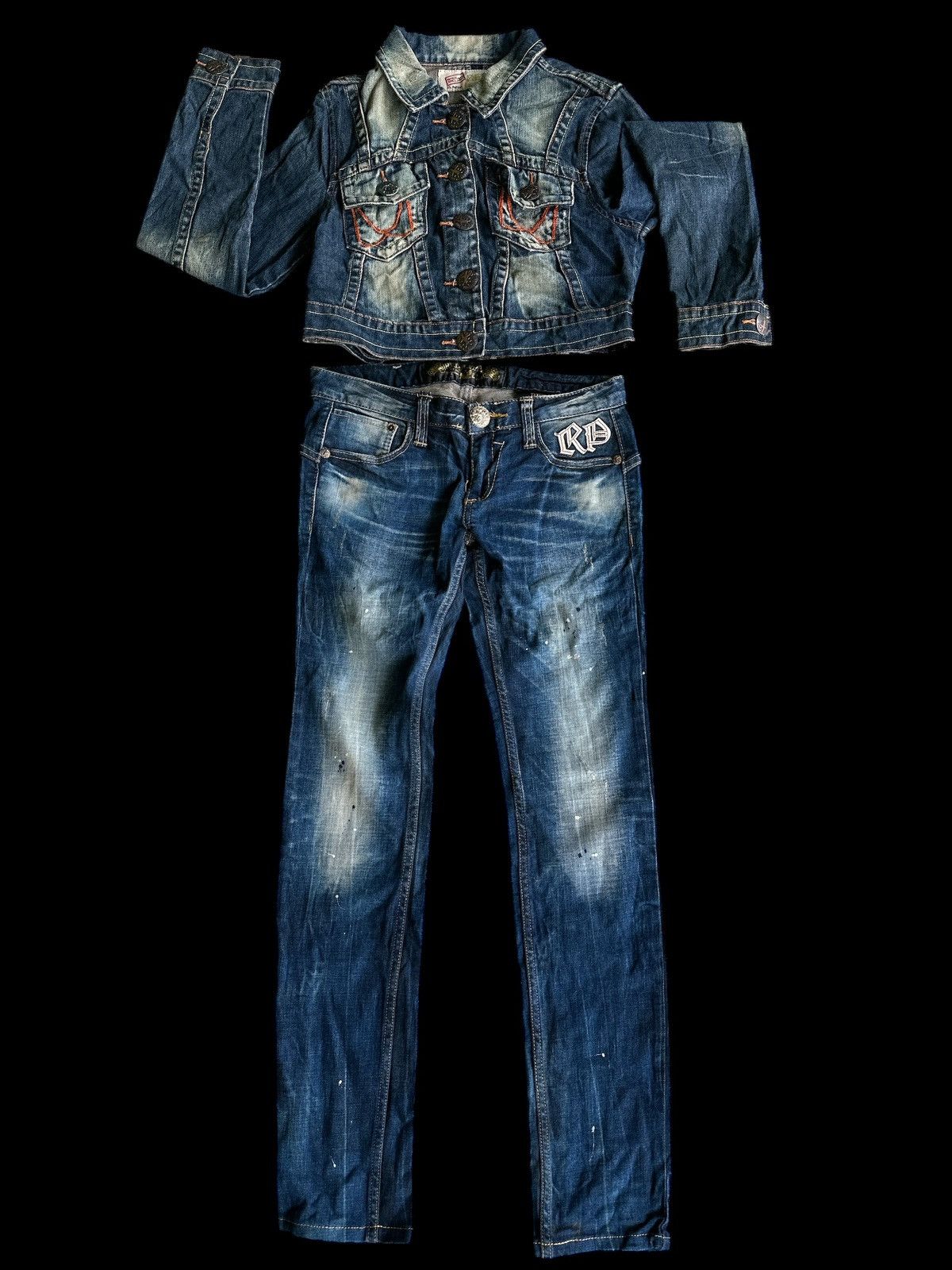 Japanese Brand RedPepers 💥 One Set Denim Jacket And Denim Jeans RedPeppers💥 Size US 29 - 2 Thumbnail
