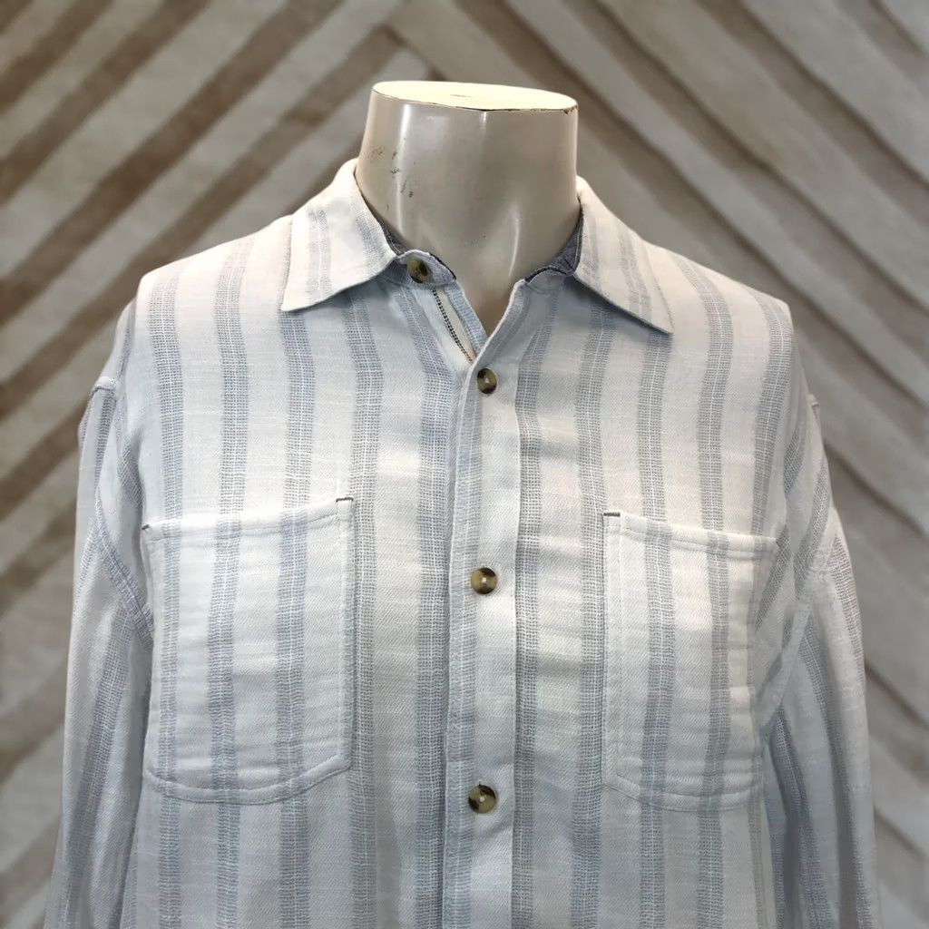 Carbon2Cobalt CARBON 2 COBALT MEN LARGE BLUE STRIPE LONG SLEEVE BUTTON-UP COTTON SHIRT Size US L / EU 52-54 / 3 - 1 Thumbnail