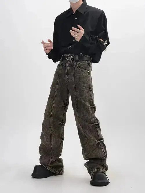 Other Vintage washed distressed micro-flared high-waisted jeans Size US 32 / EU 48 - 4 Thumbnail
