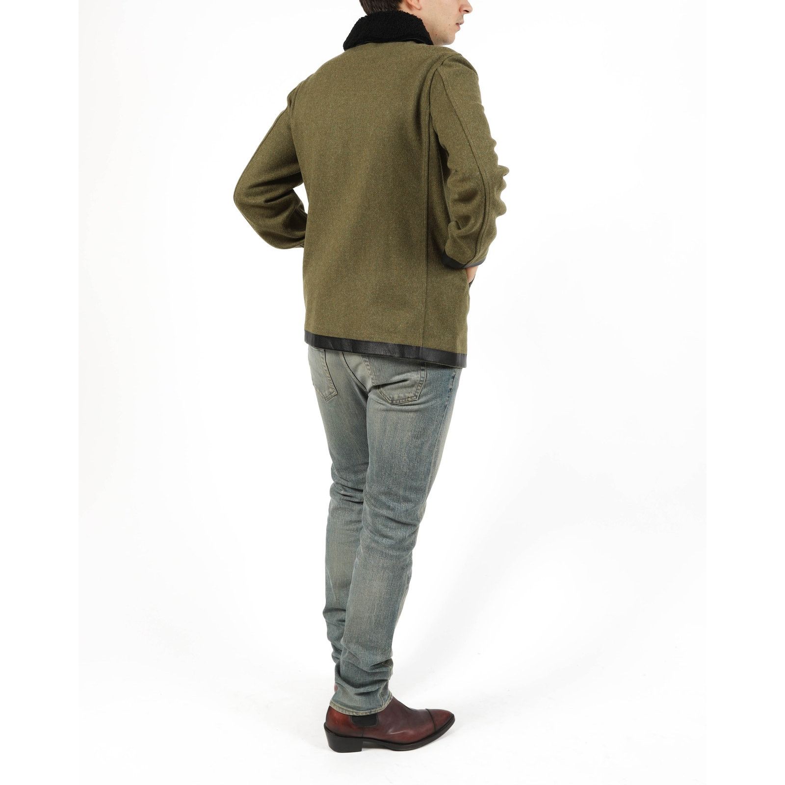 Berluti FW17 Double Breasted Caban Coat in Khaki Wool Size US M / EU 48-50 / 2 - 4 Thumbnail