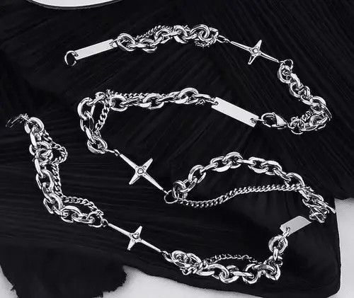 VIBE Fashion punk titanium steel cross layered bracelet chain Size ONE SIZE - 5 Thumbnail