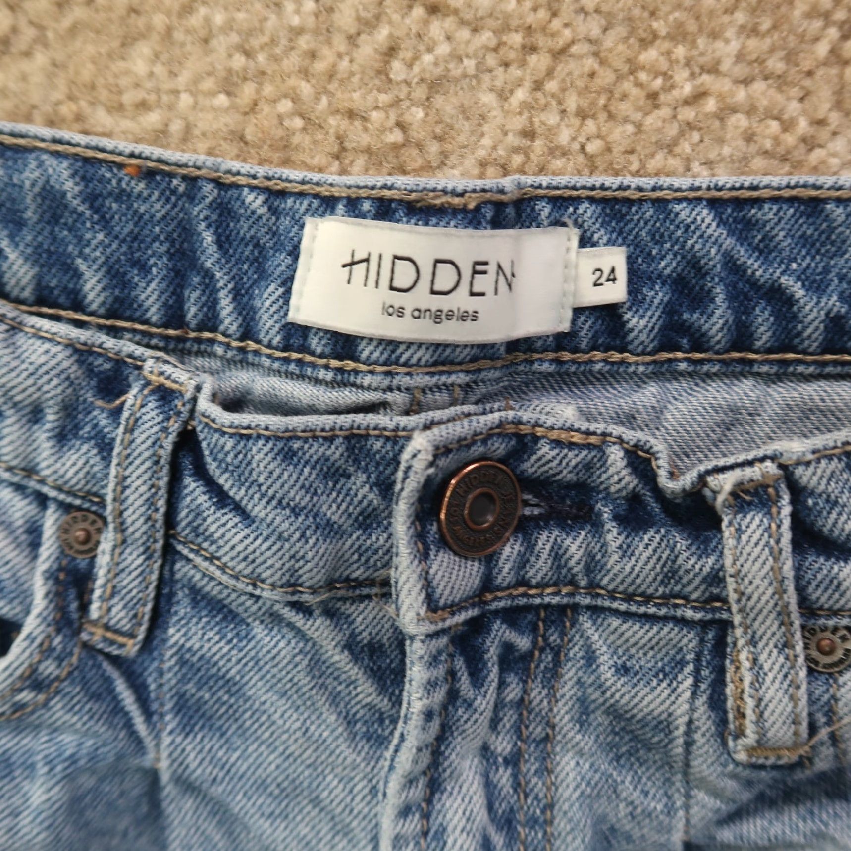 Vintage Hidden Jeans Women 24 Blue Denim Wide Leg High Rise 5-Pocket Logo rips Button Zip Vintage No Size 42" / US 20 - 4 Thumbnail