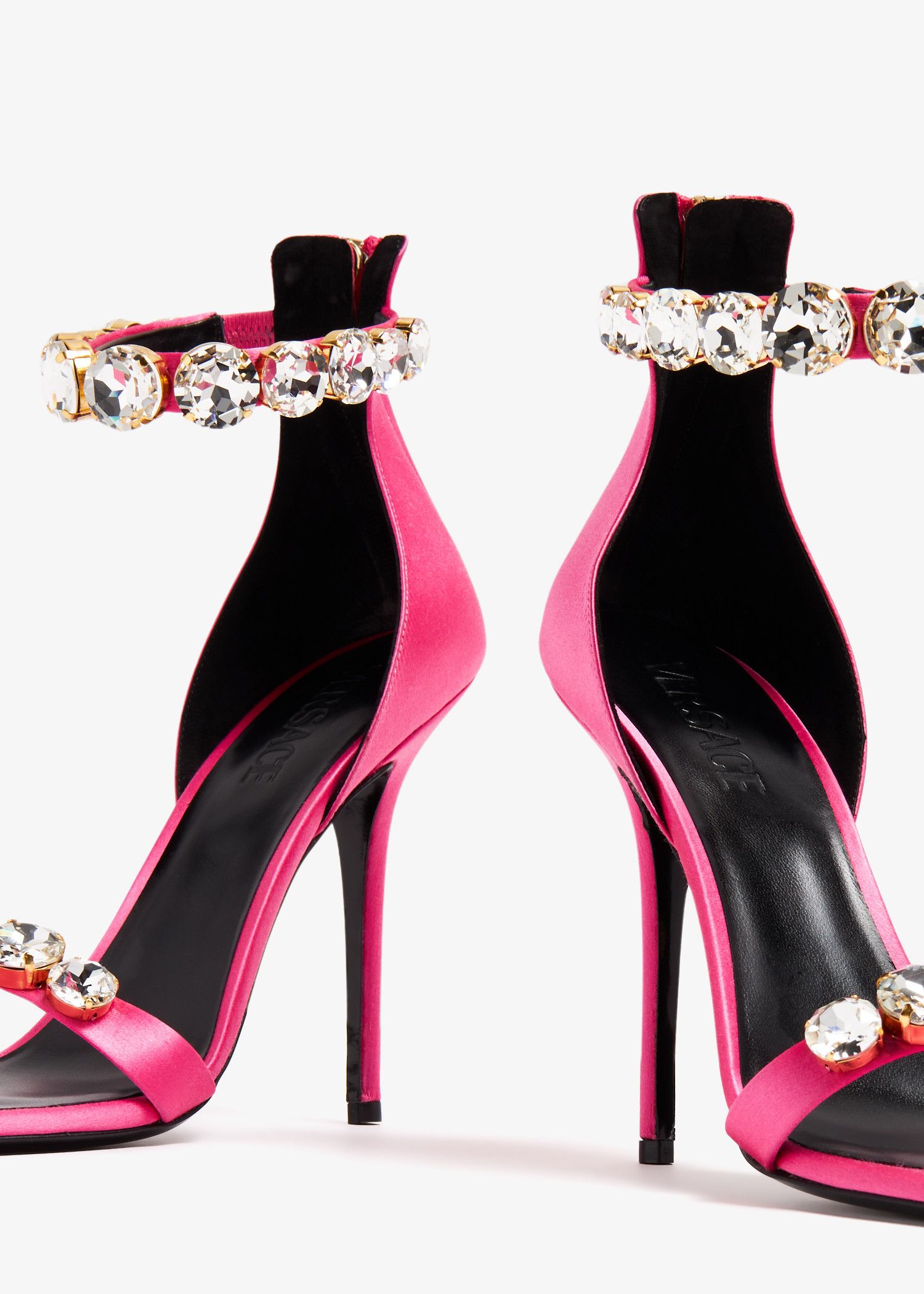 Versace o1s22i1n1024 Crystals Satin Sandals in Pink Size US 9 / IT 39 - 3 Thumbnail
