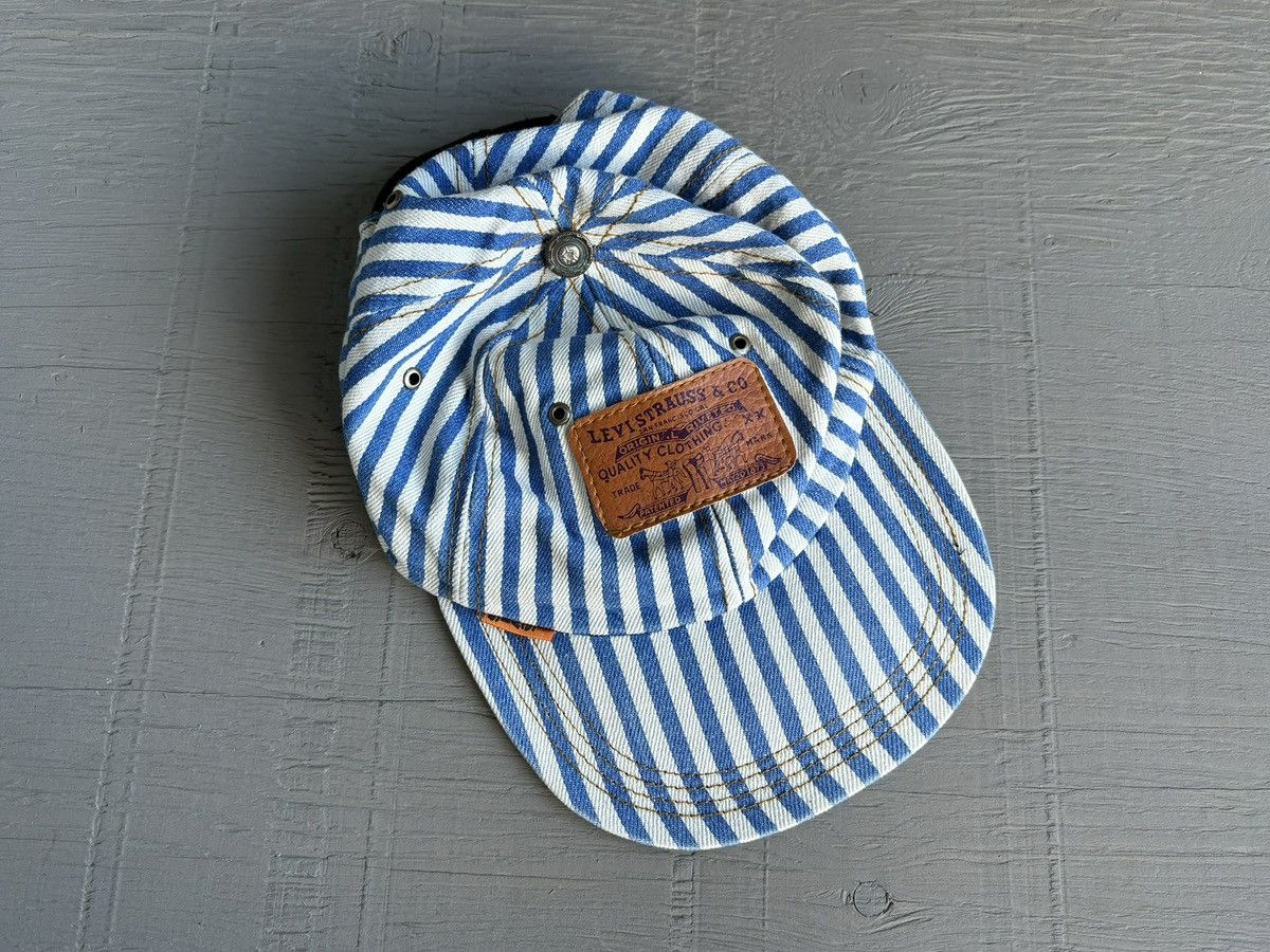 Levi's 1990s Levi's Jeans Hat Vintage Denim Snapback Striped Baseba Size ONE SIZE - 20 Thumbnail