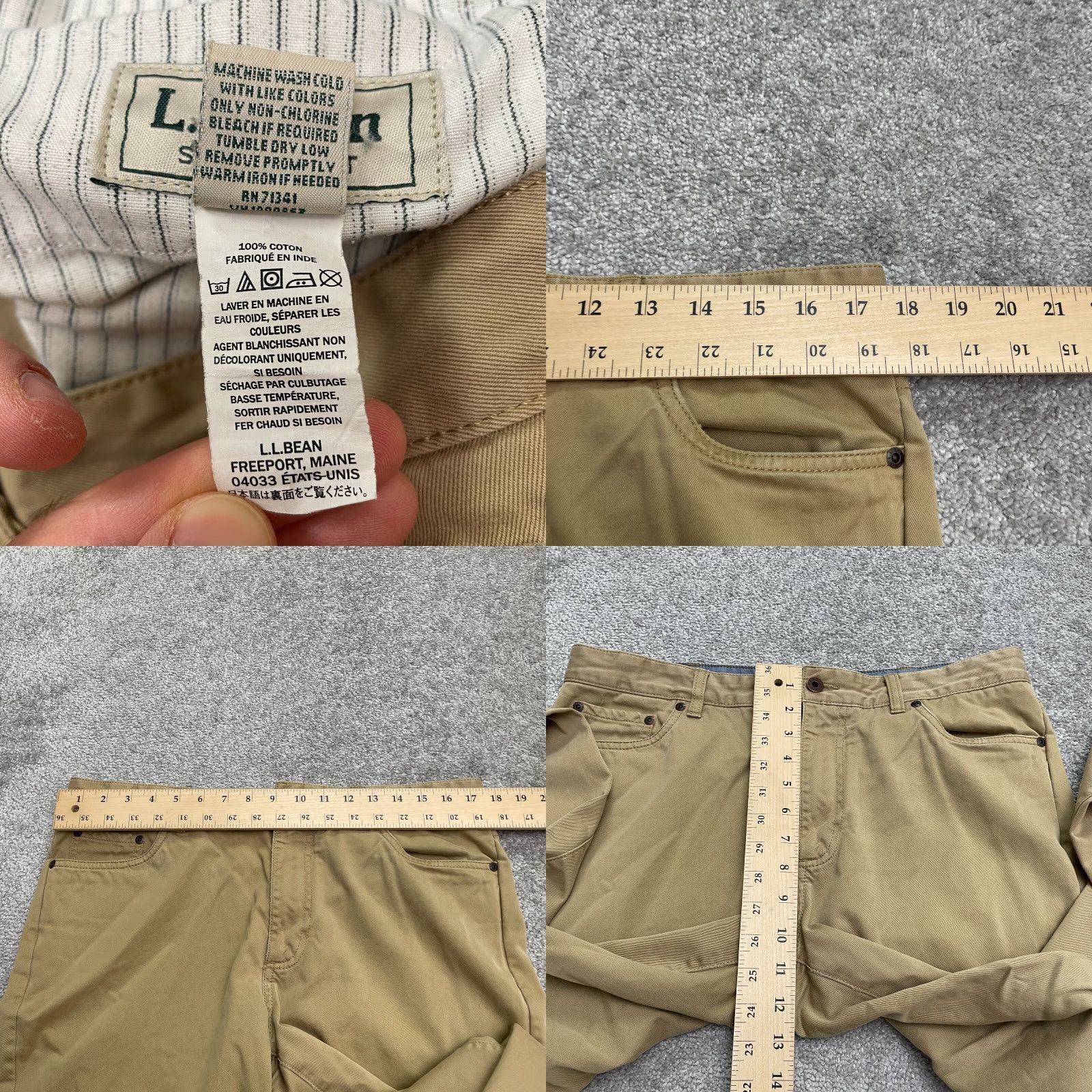 Vintage L.L. Bean Chino Pants Mens 34x30 Straight Brown Casual 100% Cotton Size US 34 / EU 50 - 8 Thumbnail