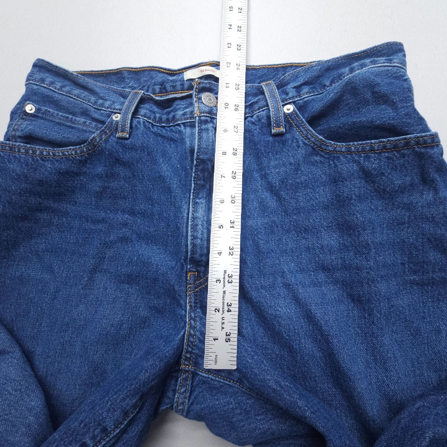 Levi's VINTAGE Levi's 94 Baggy Wide-Leg Jeans Womens 32 Blue 100% Cotton High Rise Dark Wash Size 24" / US 00 / IT 34 - 5 Thumbnail