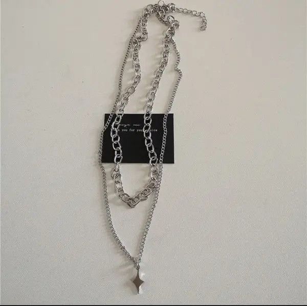 Jewelry Star Chain Necklace Punk Gothic Chrome Rock Size ONE SIZE - 3 Thumbnail