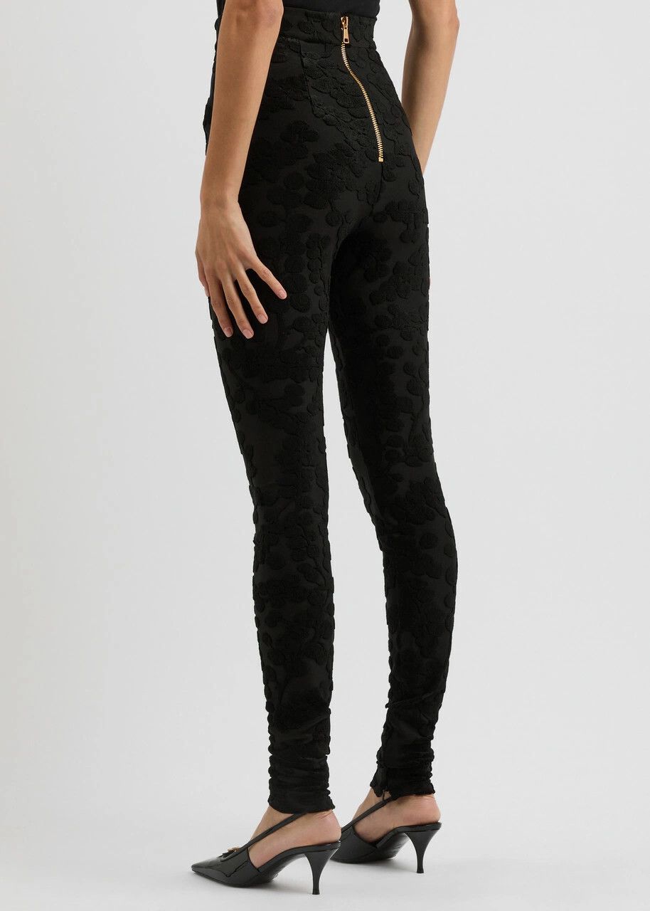 Balmain o1s1wg111025 Bouclé-jacquard Stretch-jersey Leggings Black Size 26" / US 2 / IT 38 - 3 Thumbnail
