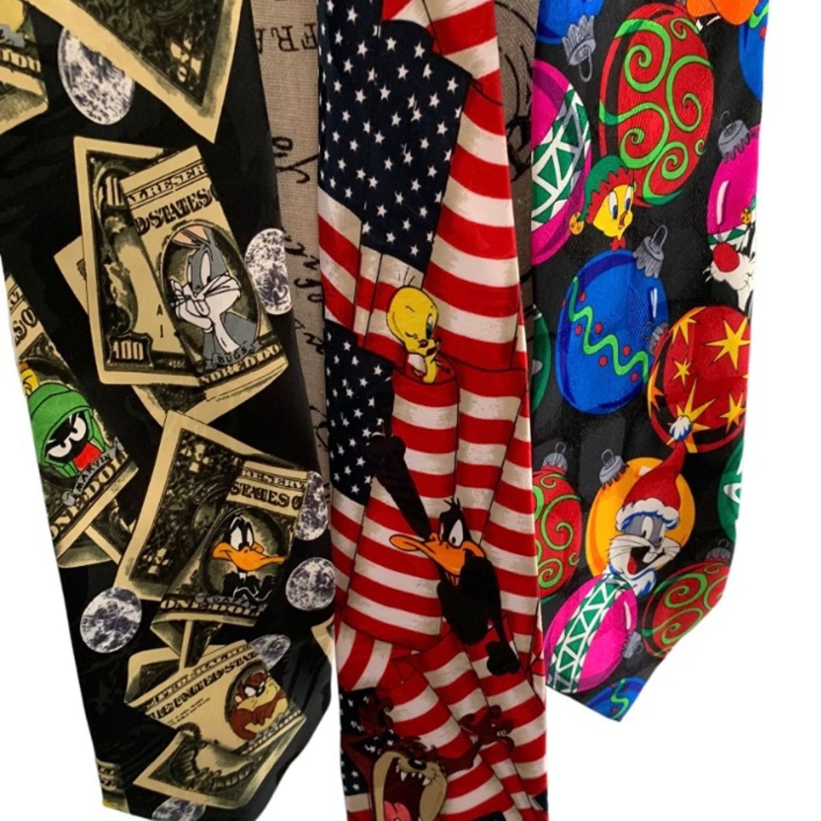 Warner Bros VGT Looney Tunes silk ties lot of 3 bugs, bunny tweety Size ONE SIZE - 2 Thumbnail