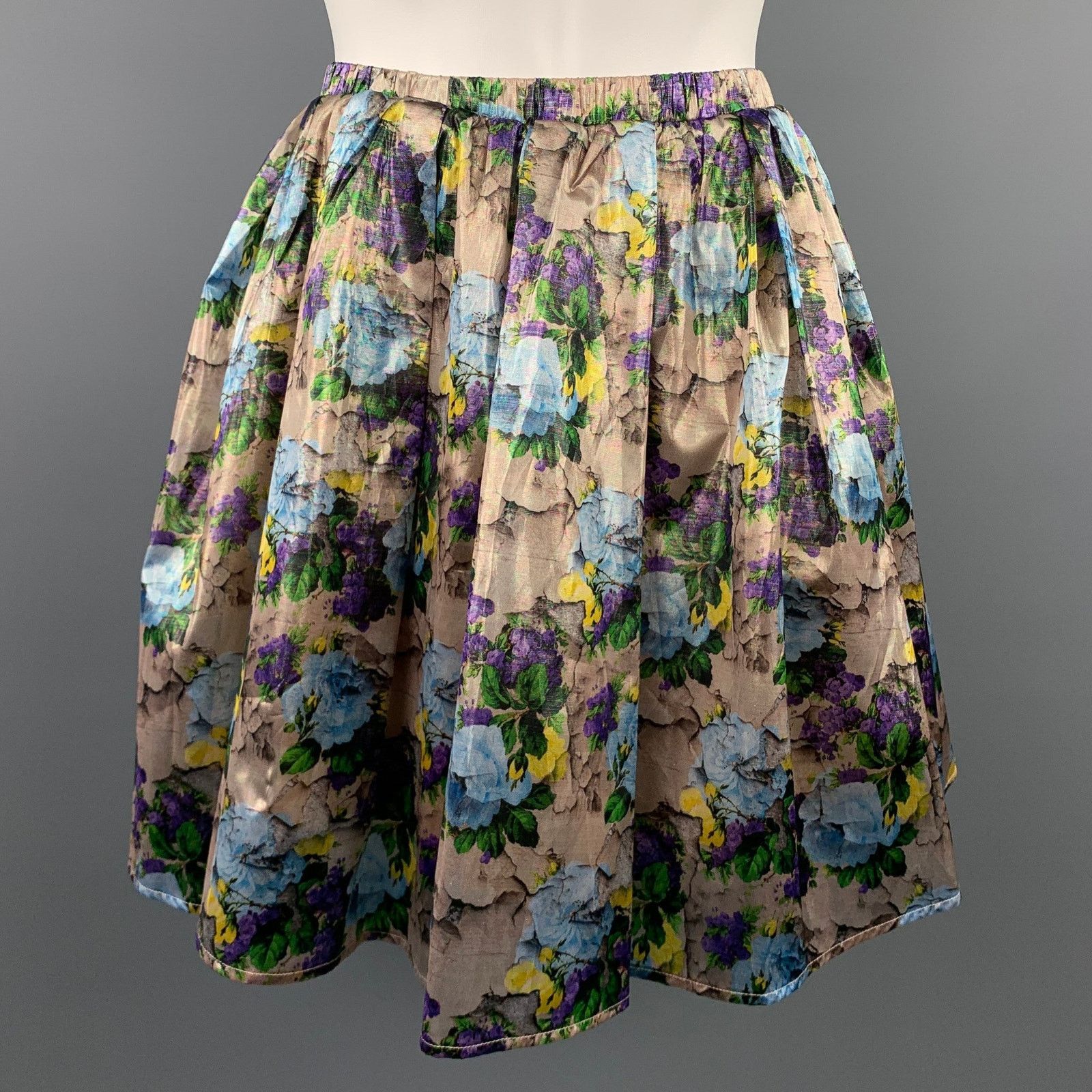 MSGM Floral Polyamide Elastic Waistband A-Line Skirt Size 28" / US 6 / IT 42 - 1 Thumbnail