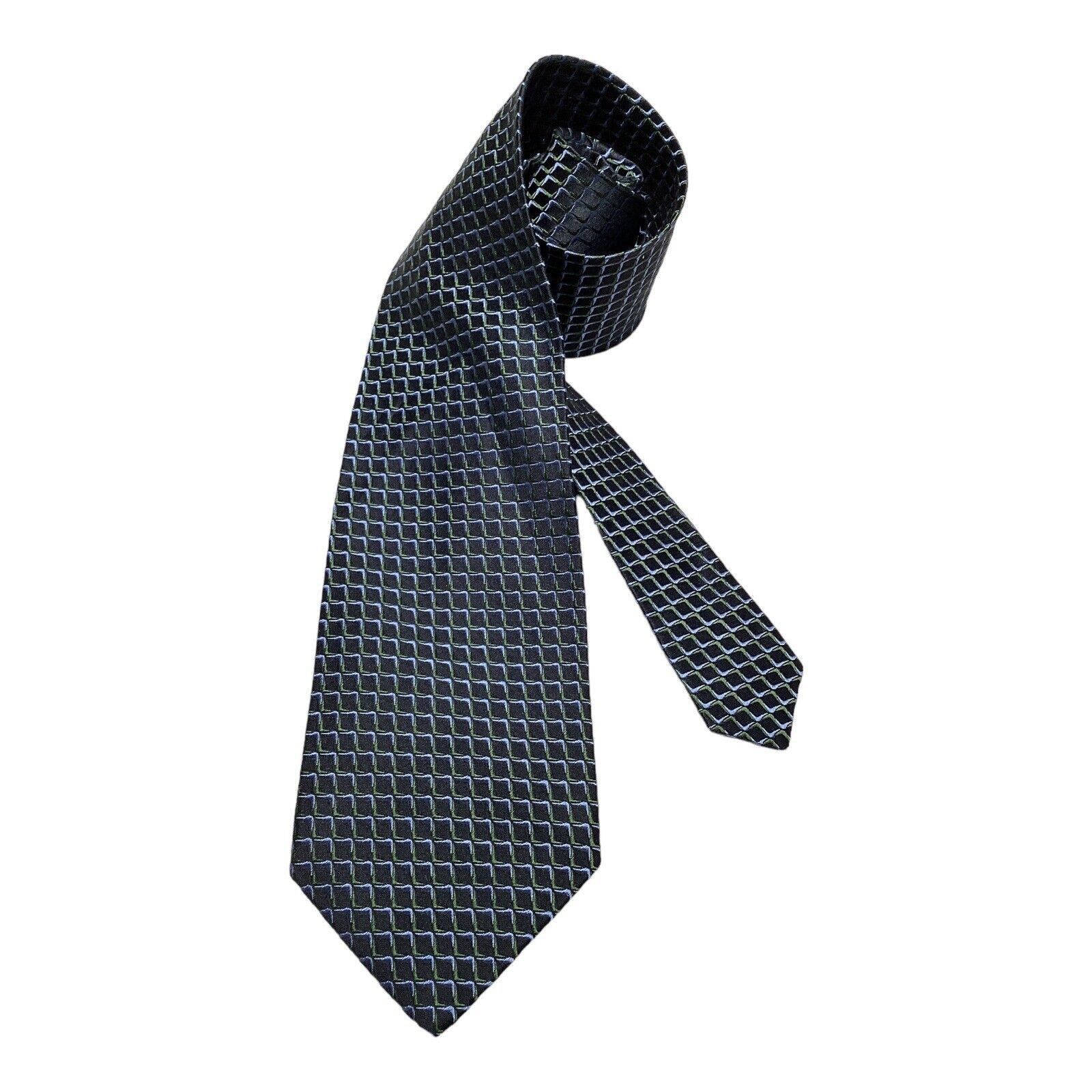 Salvatore Ferragamo SALVATORE FERRAGAMO Blue Geometric Luxury Silk Tie Made In I Size ONE SIZE - 1 Thumbnail