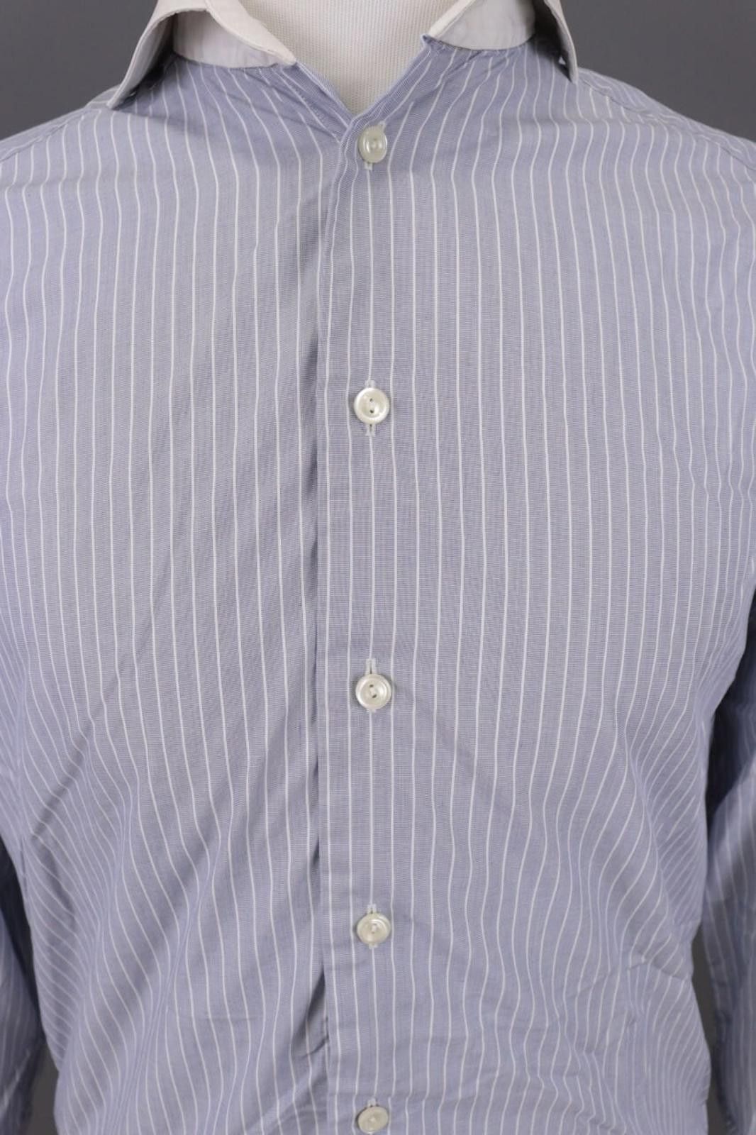 Eton Eton Contemporary Gray Pinstripe Down Shirt Size 38 / 15 Size US M / EU 48-50 / 2 - 6 Thumbnail