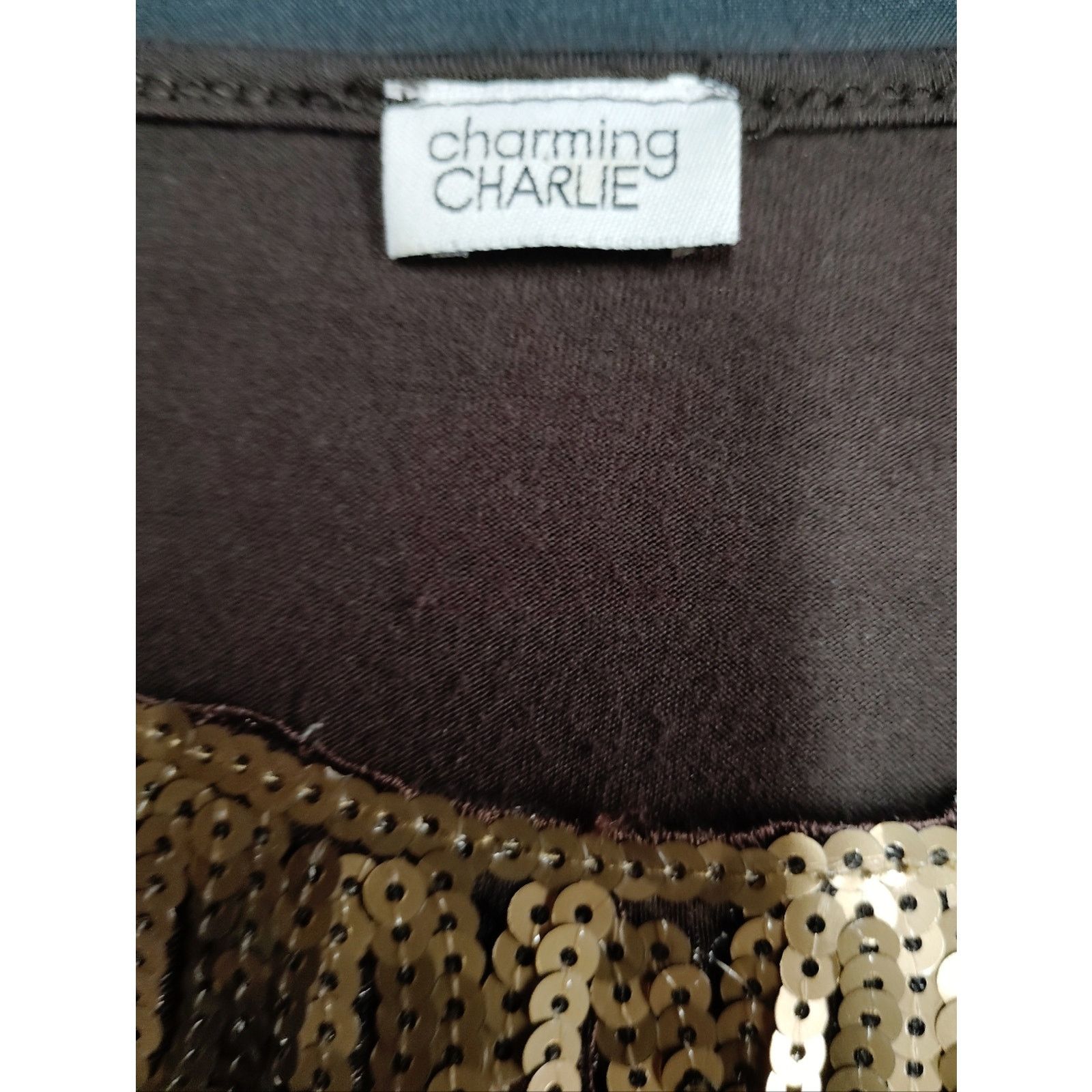Charlie Constantinou Charming Charlie Brown Short Sleeve with Gold Sequin Neck Size S / US 4 / IT 40 - 3 Thumbnail