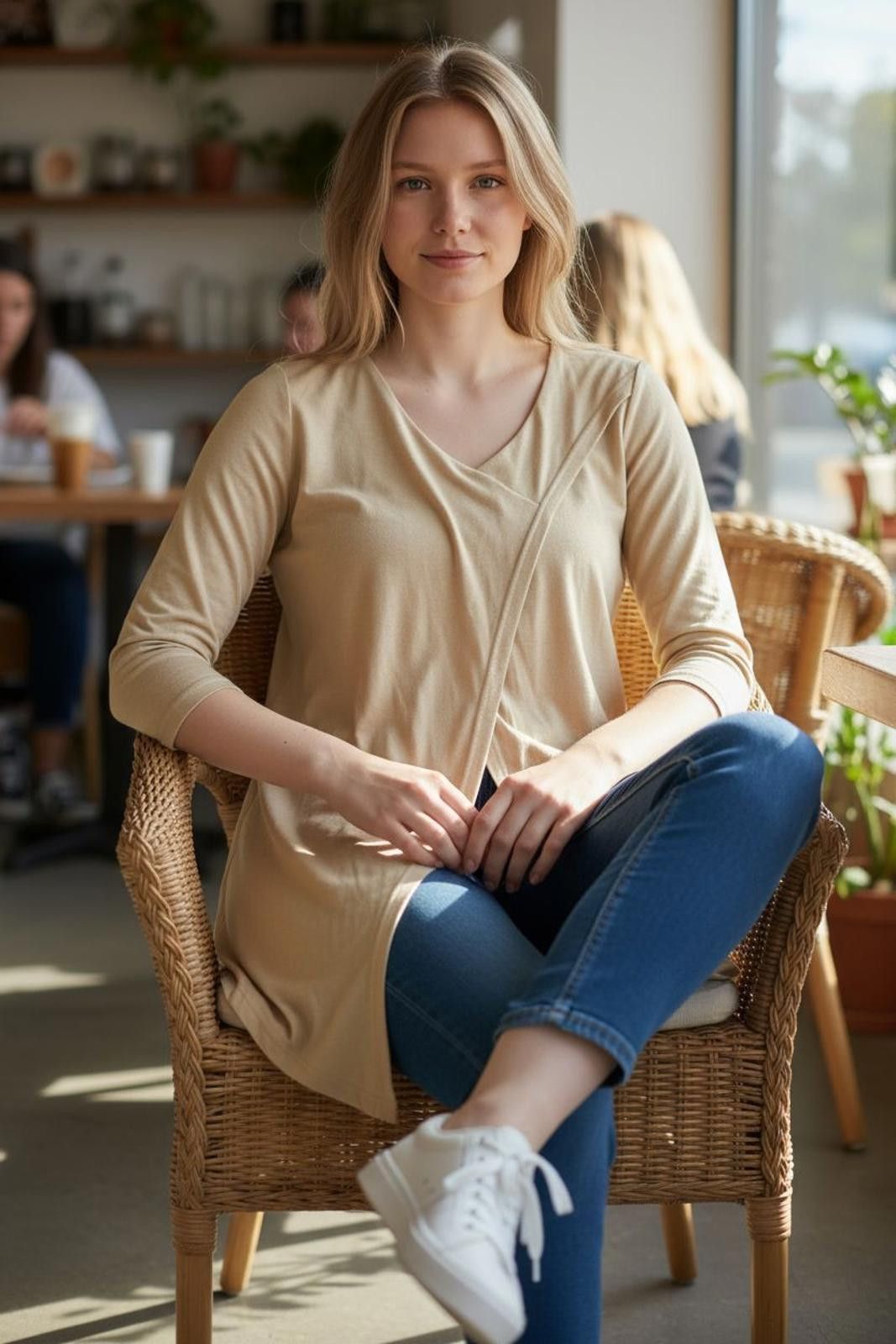 Aria Aria Handmade Norma Tunic With V-Neck 3/4 Sleeve Top Size M / US 6-8 / IT 42-44 - 1 Thumbnail