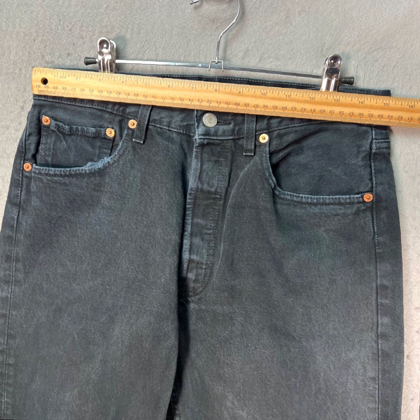 Levi's Levis 501 Jeans Mens Black Denim Straight Distressed Hem 32x27 Regular 5-Pocket denim Levi's 501 Series Mens Jeans Size US 32 / EU 48 - 6 Thumbnail