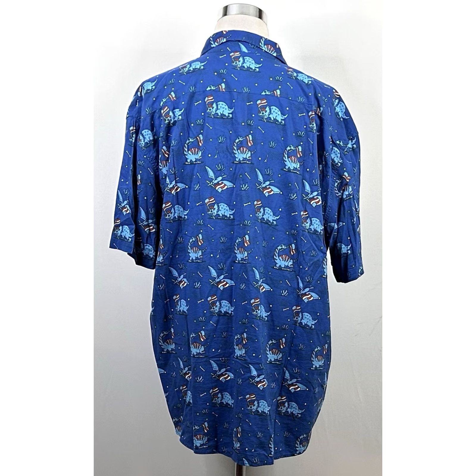 Vintage Tipsy Elves Shirt 4XL Blue USA Flags Dinosaurs 4th of July Hawaiian Short Sleeve Size US XXL / EU 58 / 5 - 4 Thumbnail