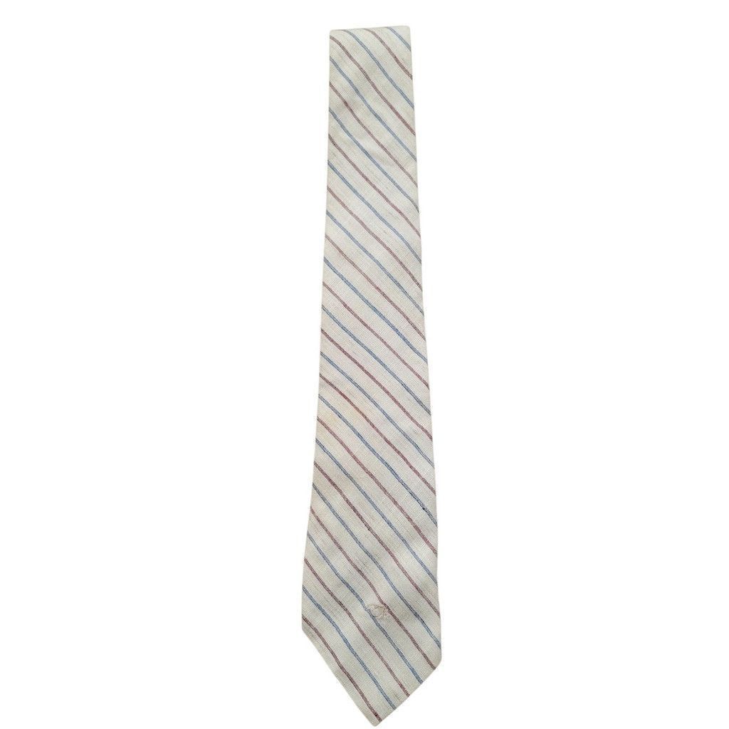 Oscar De La Renta Oscar De La Renta Men's Beige Striped Tie 60"X3.5" Size ONE SIZE - 2 Thumbnail