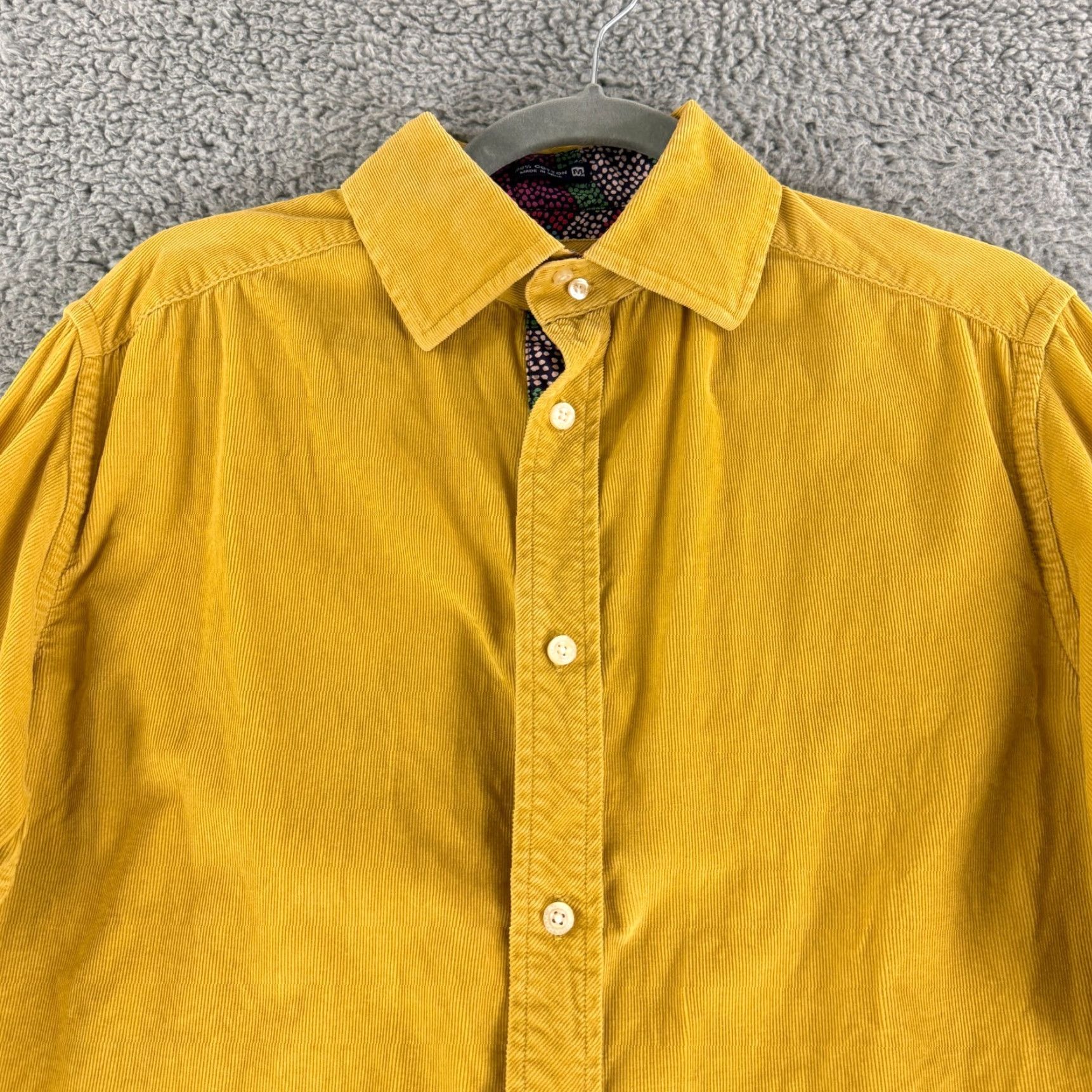 Robert Graham Robert Graham Button-Up Shirt Men Medium Yellow Corduroy Long Sleeve 100% Cotton Size US M / EU 48-50 / 2 - 2 Thumbnail