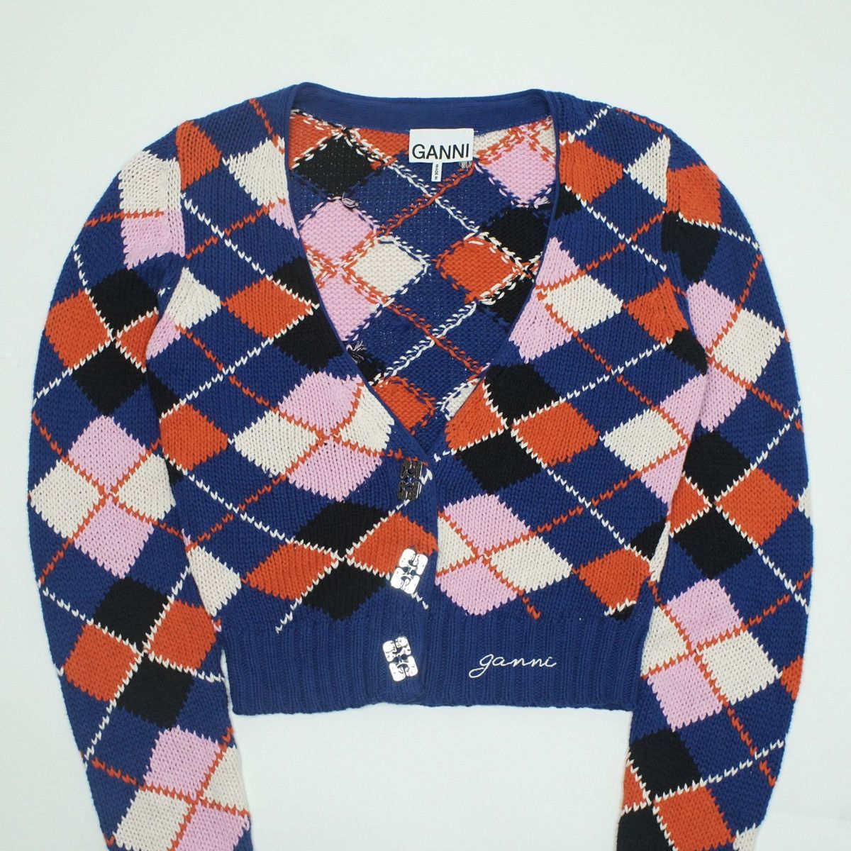 Ganni *NoTariff Ganni Argyle Cardigan Size XS / US 0-2 / IT 36-38 - 2 Thumbnail