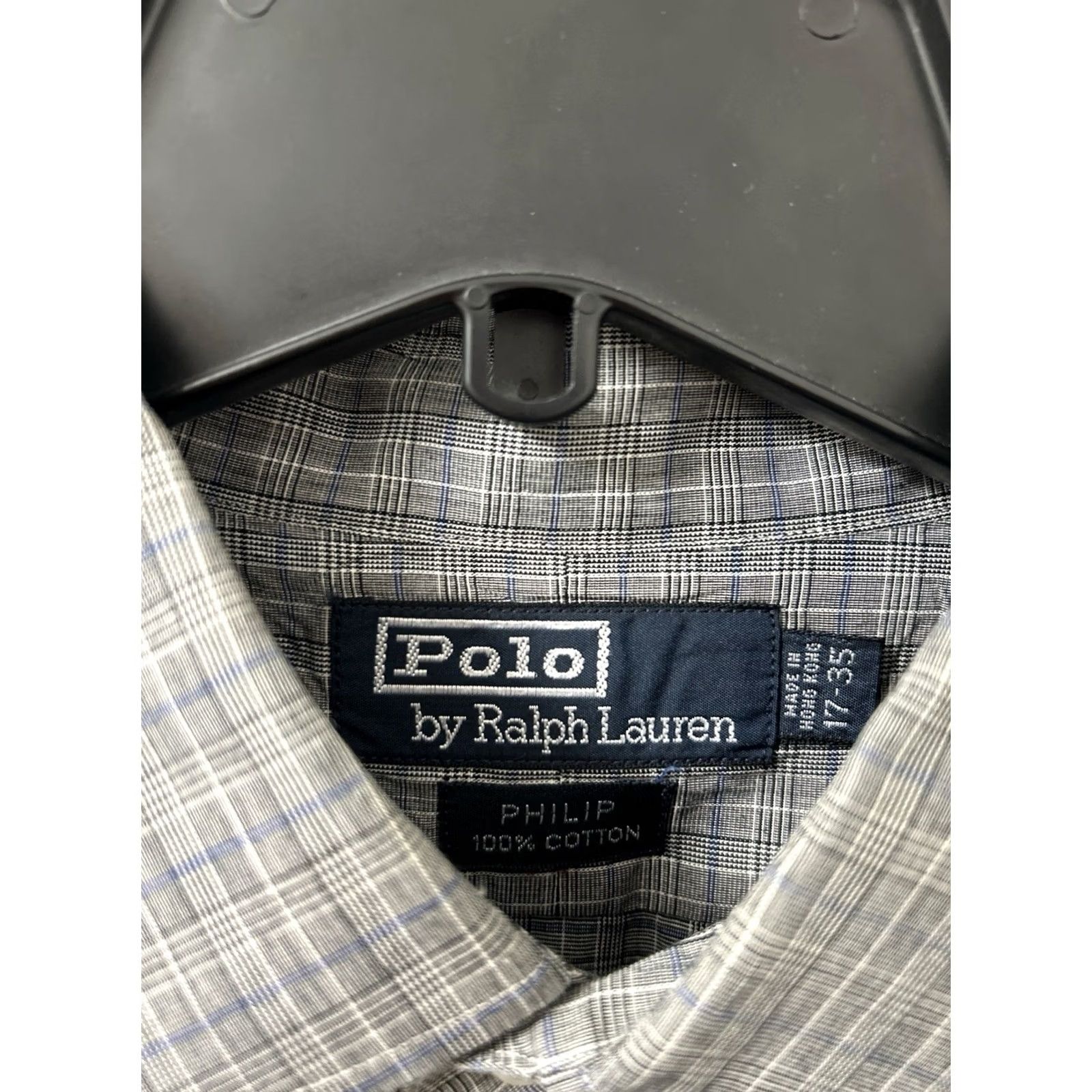Polo Ralph Lauren VTG Polo Ralph Lauren Philip Dress Shirt Men Size 17 35 Gray Plaid Button Up L/S Size 46R - 5 Thumbnail